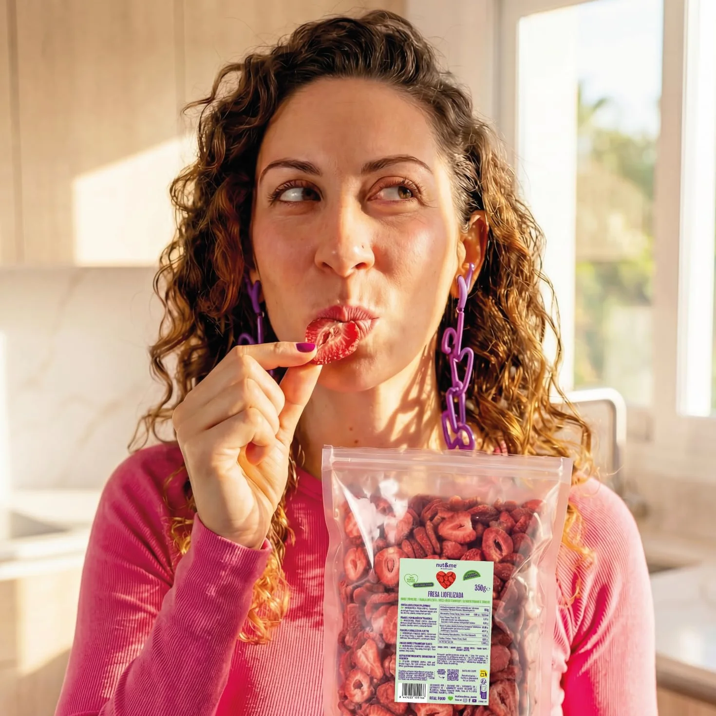 nut&me Fresa liofilizada en rodajas 350 gr | 100% Fresas naturales deshidratadas | Naturalmente dulces | Sin azúcares añadidos, aditivos, OGM y Gluten | Retenido de Vitaminas | Vegano