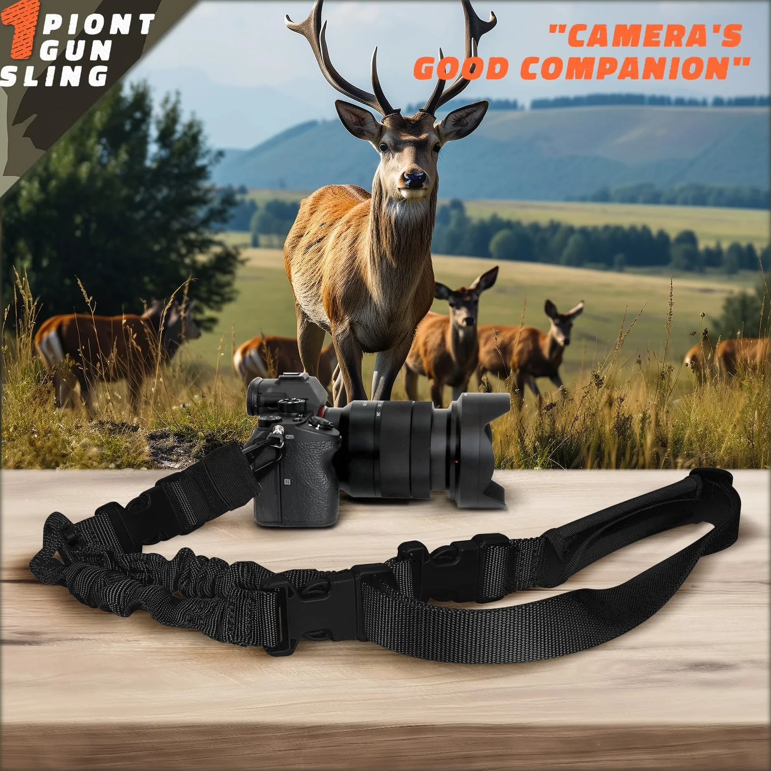 ZONSUSE Correa Portafusil 1 Punto, Cabestrillo Táctico Ajustable Liberación Rápida para Fusil Airsoft Caza