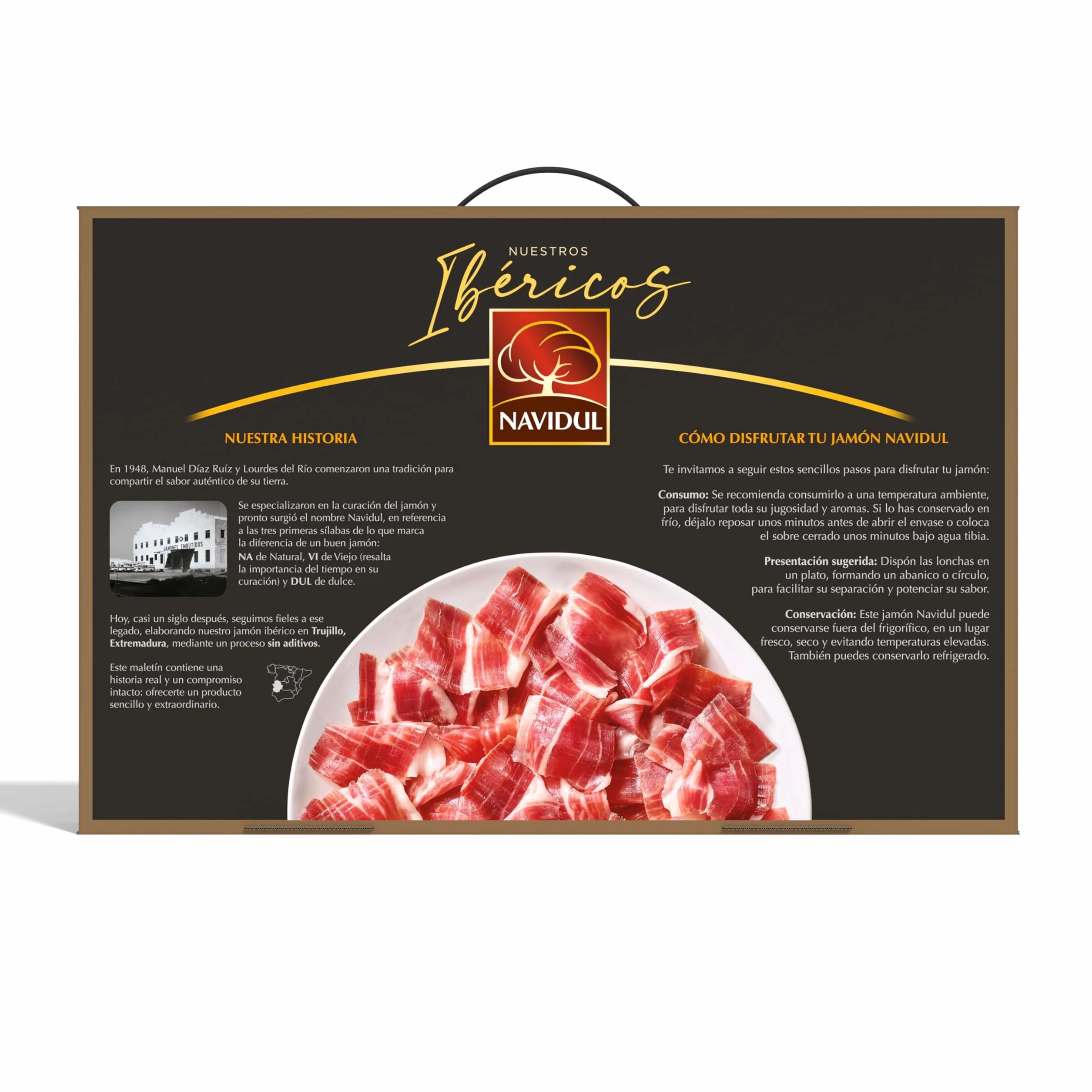 Navidul Maletín de Jamón de Cebo Ibérico 50% Raza Ibérica Freshpack Envasado al Vacío 10x70g