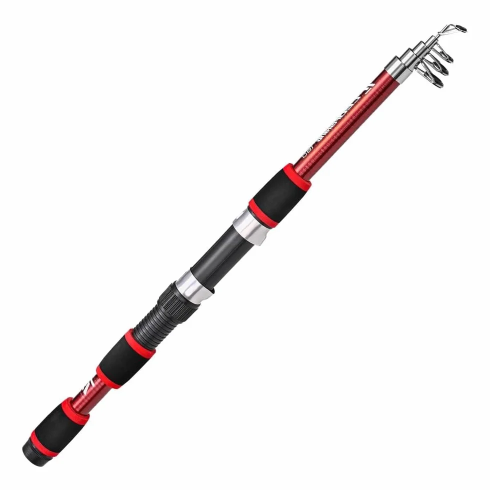 Sarini Caña de pescar telescópica de fibra de carbono portátil ultraligera para viajes
