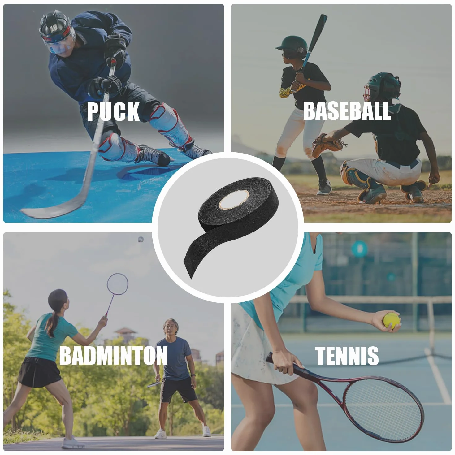 Rollo Cinta Antideslizante Autoadhesiva para Hockey Hielo Raqueta Tenis Resistente Desgaste