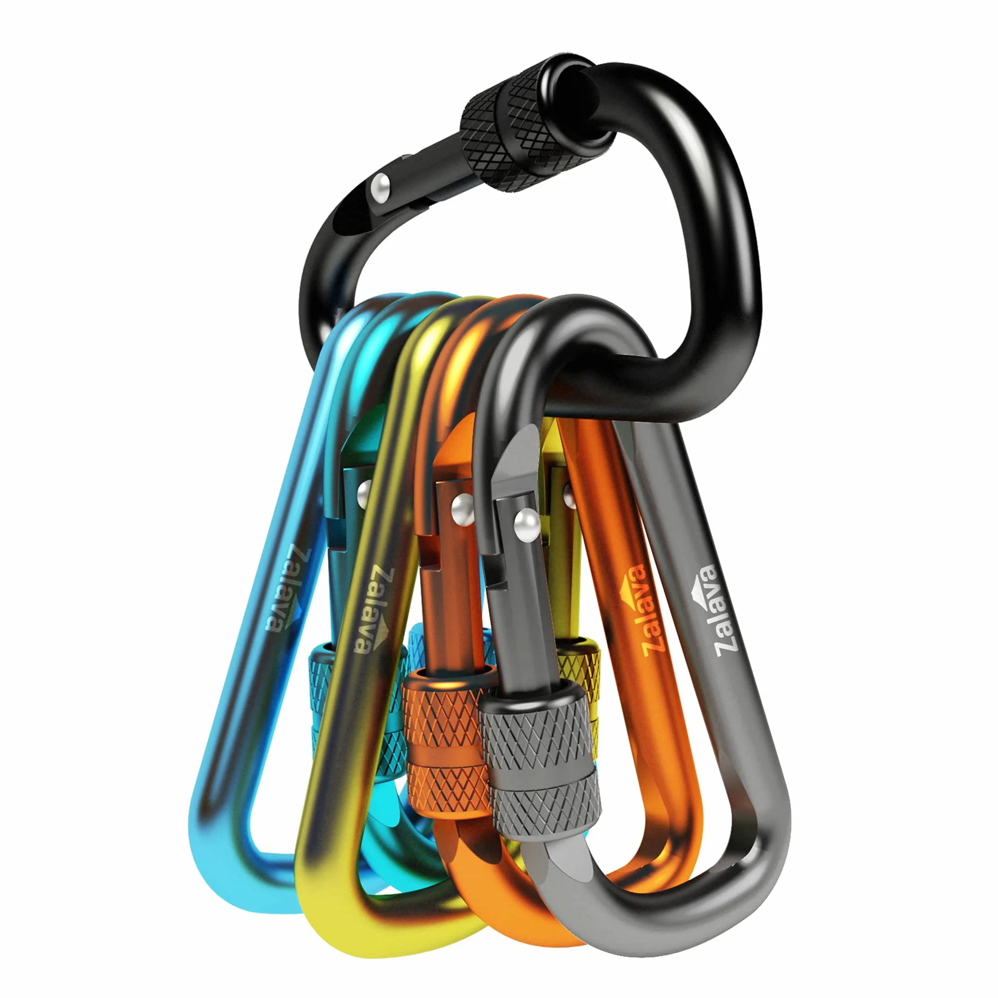 Mini Mosquetón de Aluminio D - Llavero con Tapón de Rosca para Camping