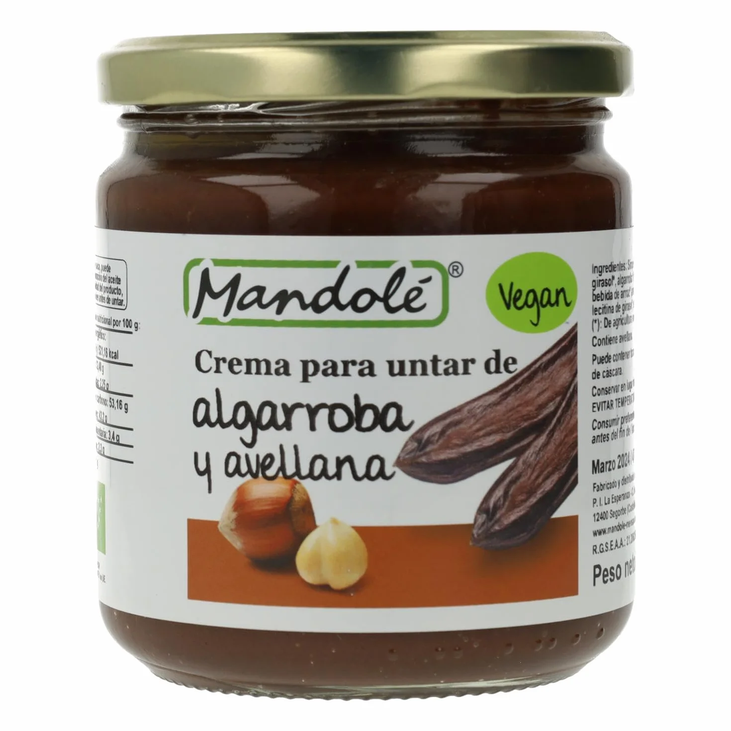 CREMA DE ALGARROBA Y AVELLANA 375gr. BIO