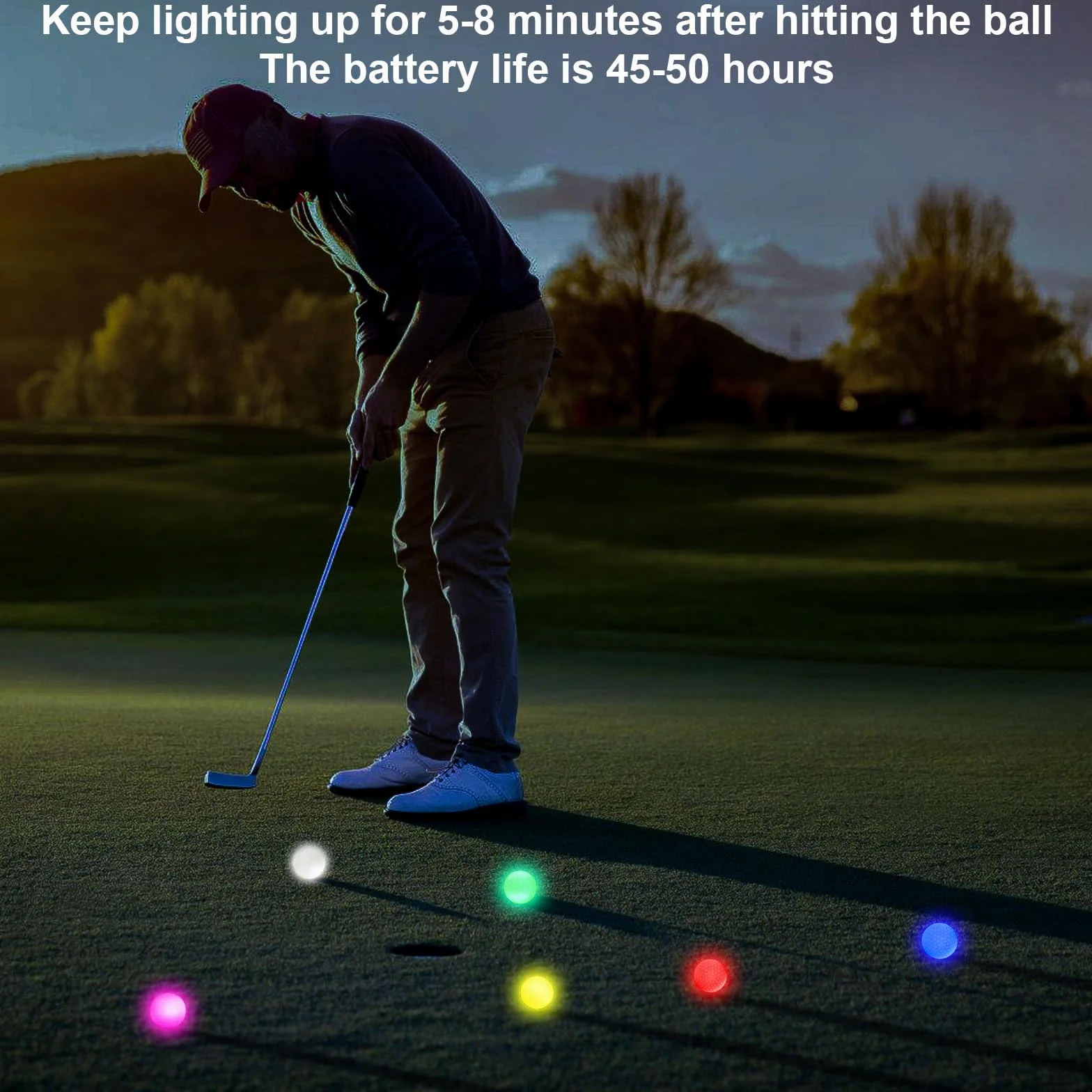 Pelotas de Golf LED Luminosas Light Up Flashing Glowing para Entrenamiento Nocturno 6 Colores