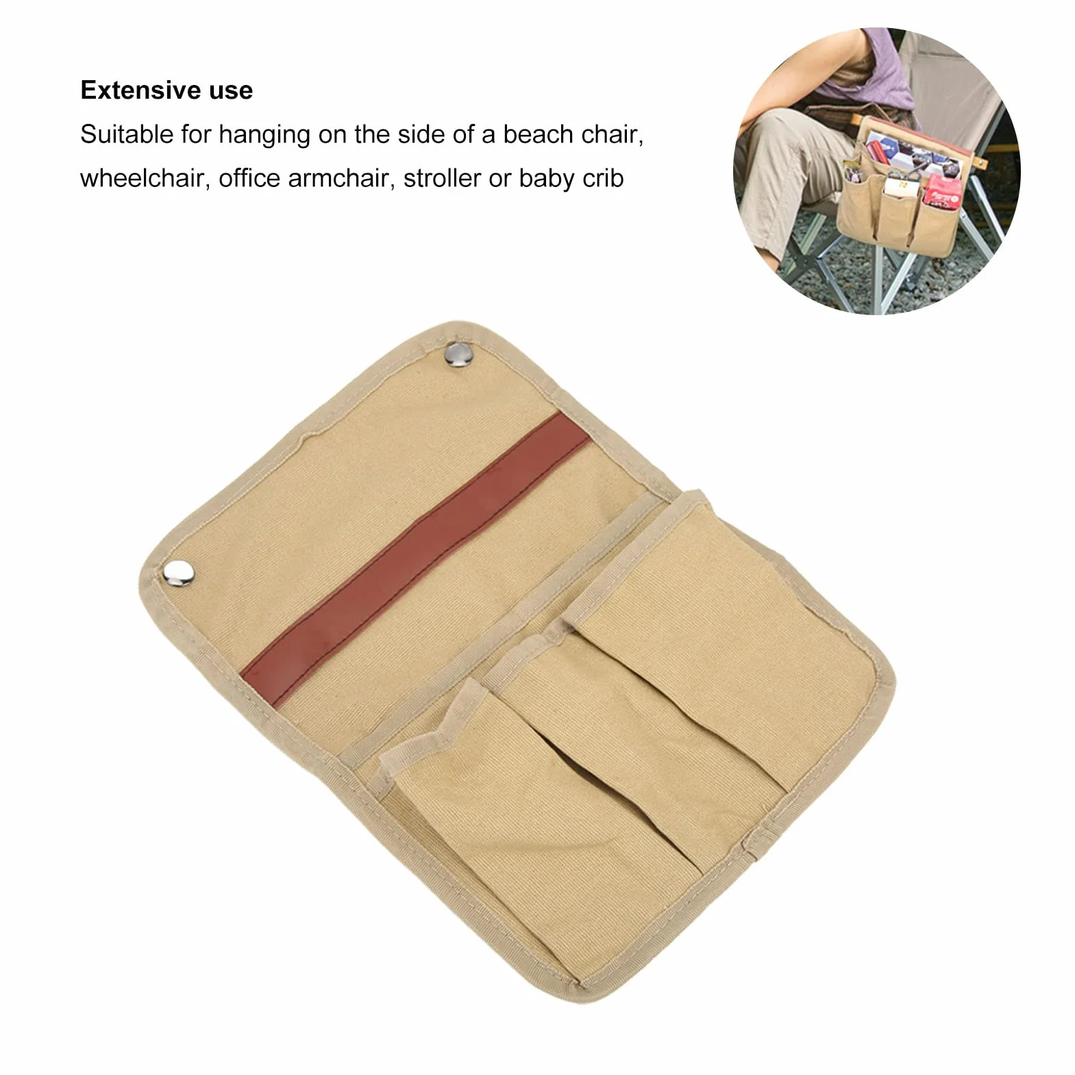 Bolsa Colgante para Silla de Camping con Múltiples Bolsillos, Lona para Reposabrazos, Almacenamiento para Picnic Pesca