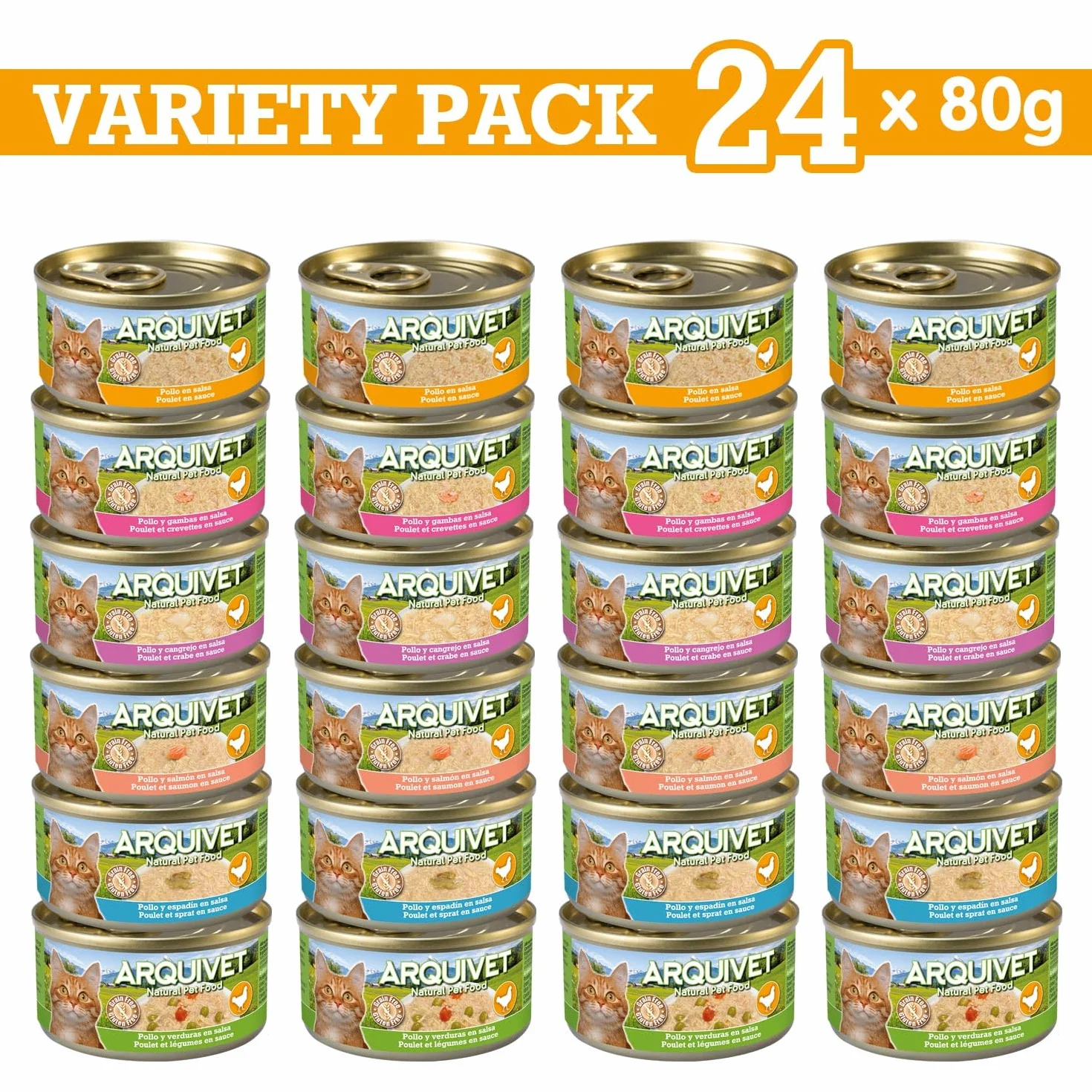 Variety Pack 24 latas de Pollo con 6 Recetas Diferentes - Chicken Mini Fillets 80g