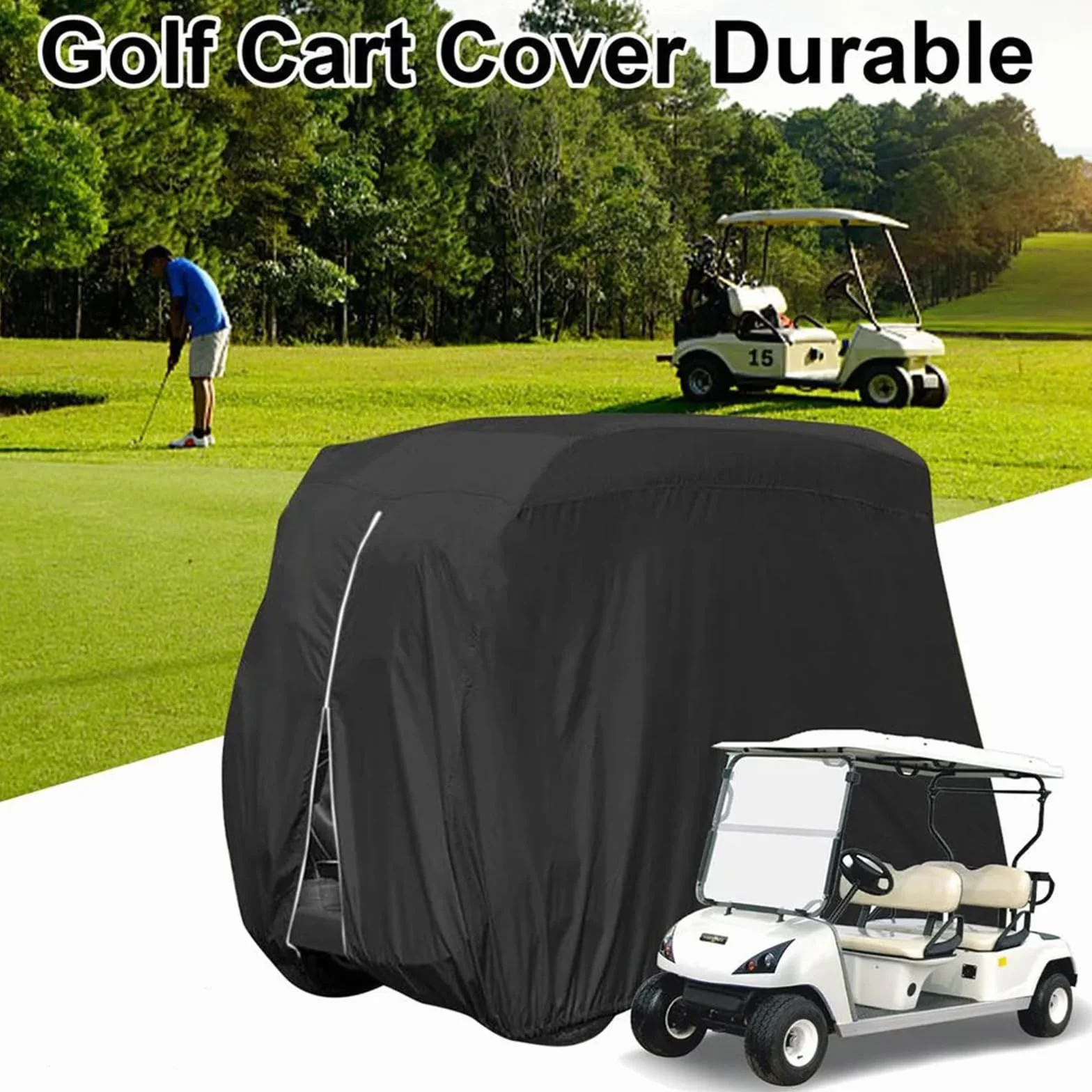 Funda para Carrito de Golf Impermeable Cubierta Oxford para Lluvia y Polvo para 4 Personas Ezgo Club Car Yamaha