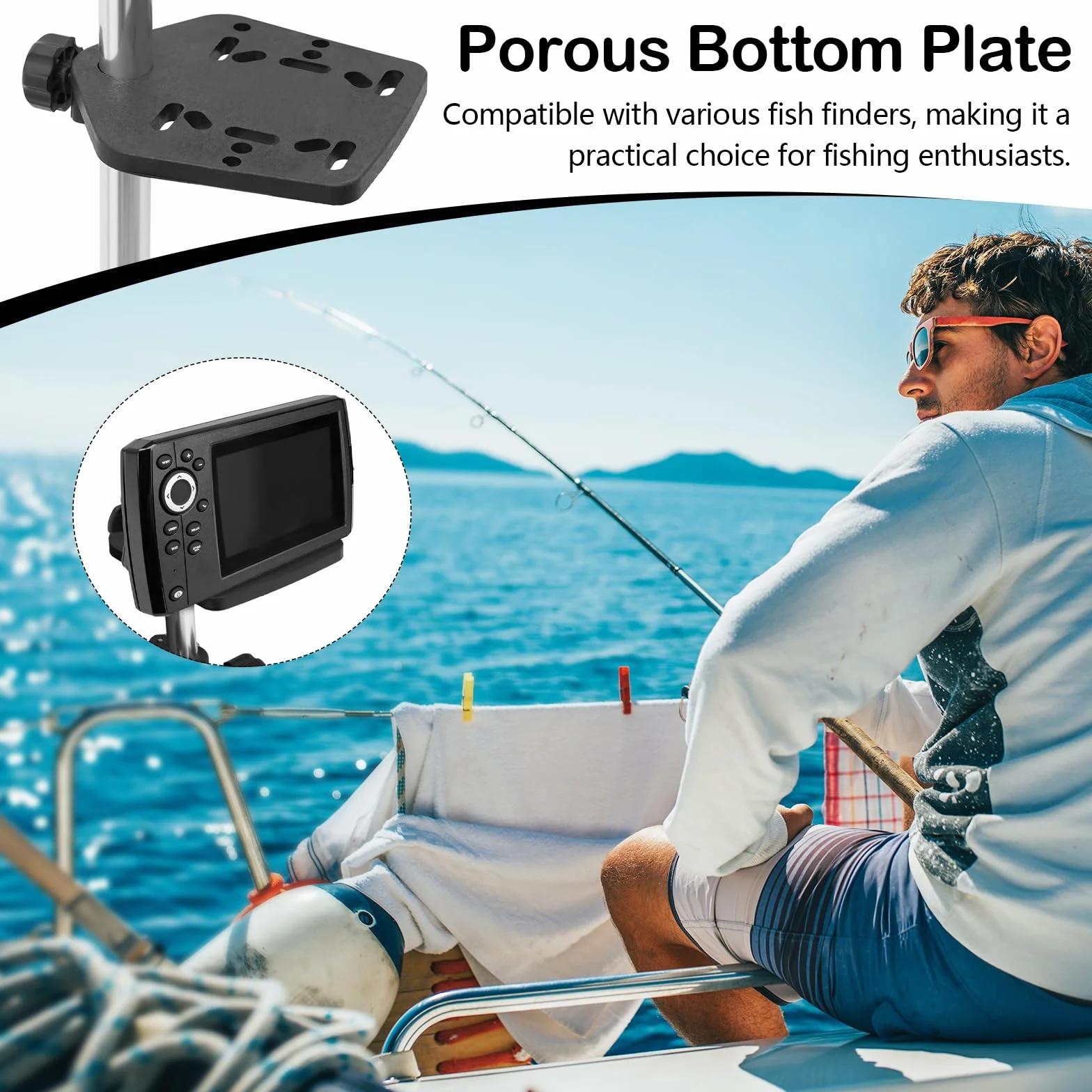 Soporte para Sonda De Pesca Giratorio 360° Aleación De Aluminio Abrazadera Ajustable Universal 80cm