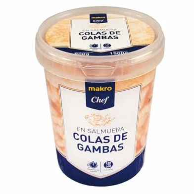 Colas de Gambas en Salmuera Chef – Frescura y Calidad en Cada Bocado (Producto Refrigerado) 900G. (3 TARROS)