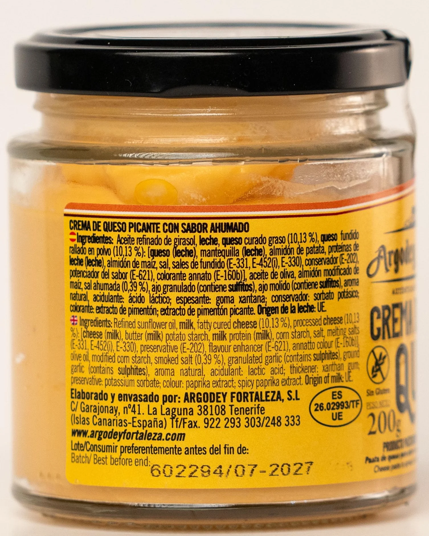 Argodey Fortaleza Crema de Queso Ahumado Picante 200g Salsa Cremosa para Untar