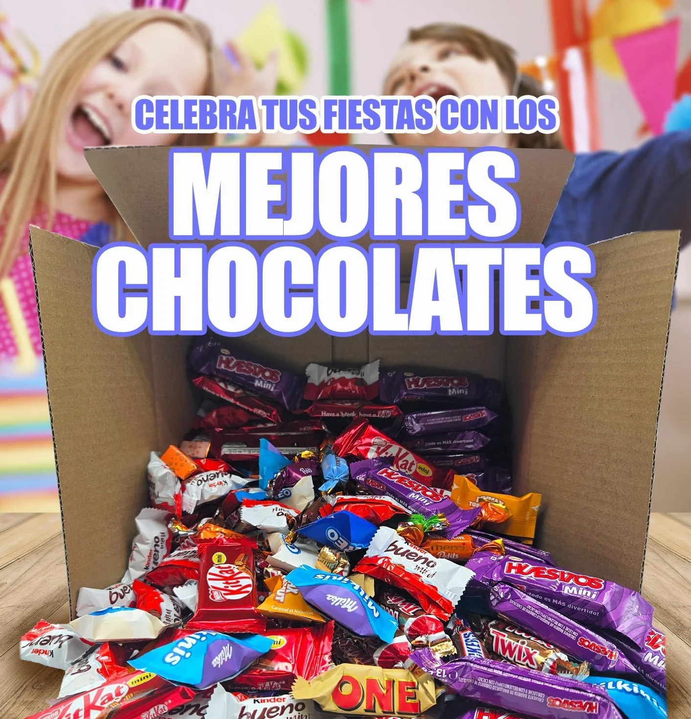 +100 Unidades Surtido de Mini Chocolates | Regalo Original Caja Gourmet Chocolates MINI I Versiones Miniatures de Kit Kat, Toblerone, Kinder Bueno, Twix, Snickers, Kinder Chocolate, Shochobons y Mars