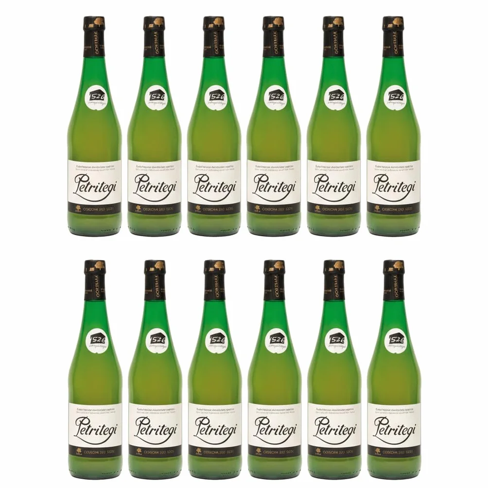 Petritegi Gorenak 12 Botellas de 75 cl – Sidra Natural con Tapón Escanciador, Elaborada con Mezcla de Manzanas Sidreras, Sabor Auténtico y Fresco, 6% Vol.