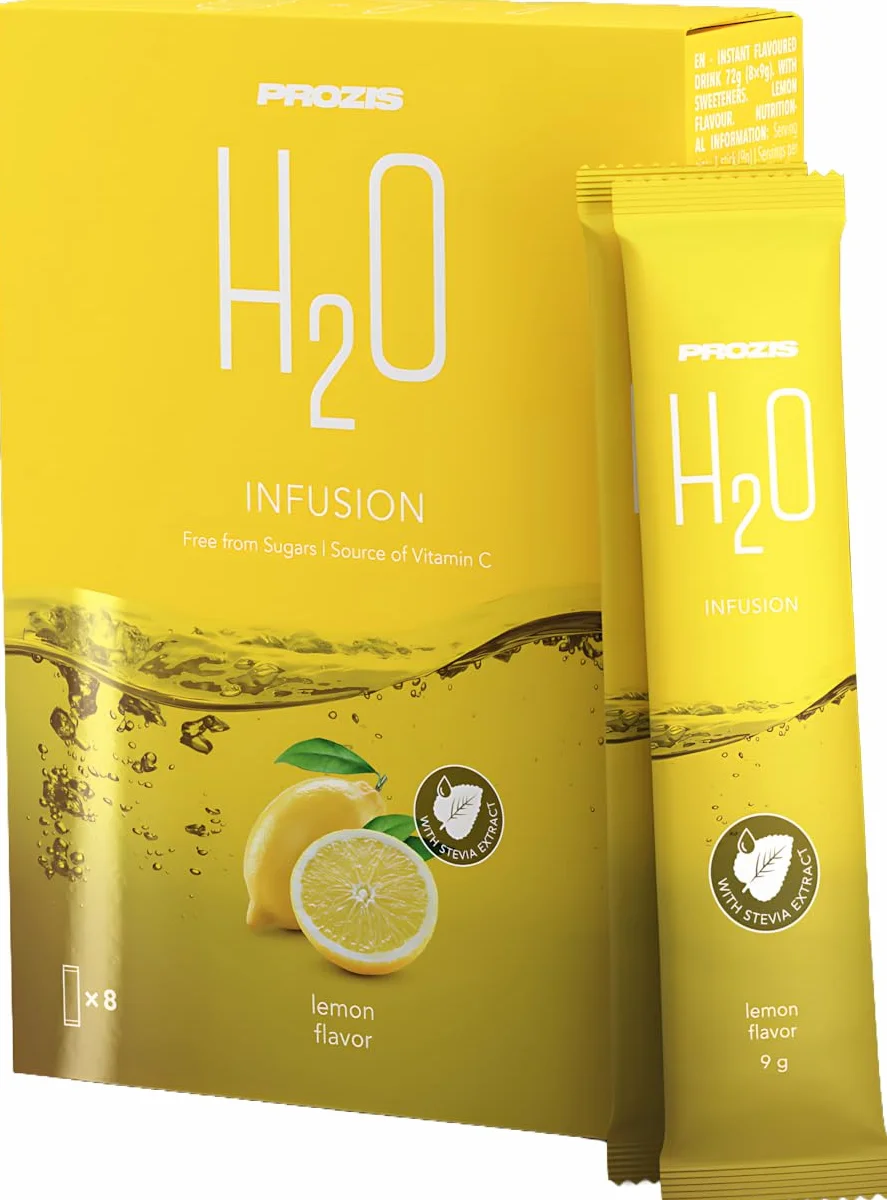 Prozis H2O 12 x 9 gr - Preparado instantáneo soluble para beber sin azúcares, muti sabores a elección (limonada fresca)