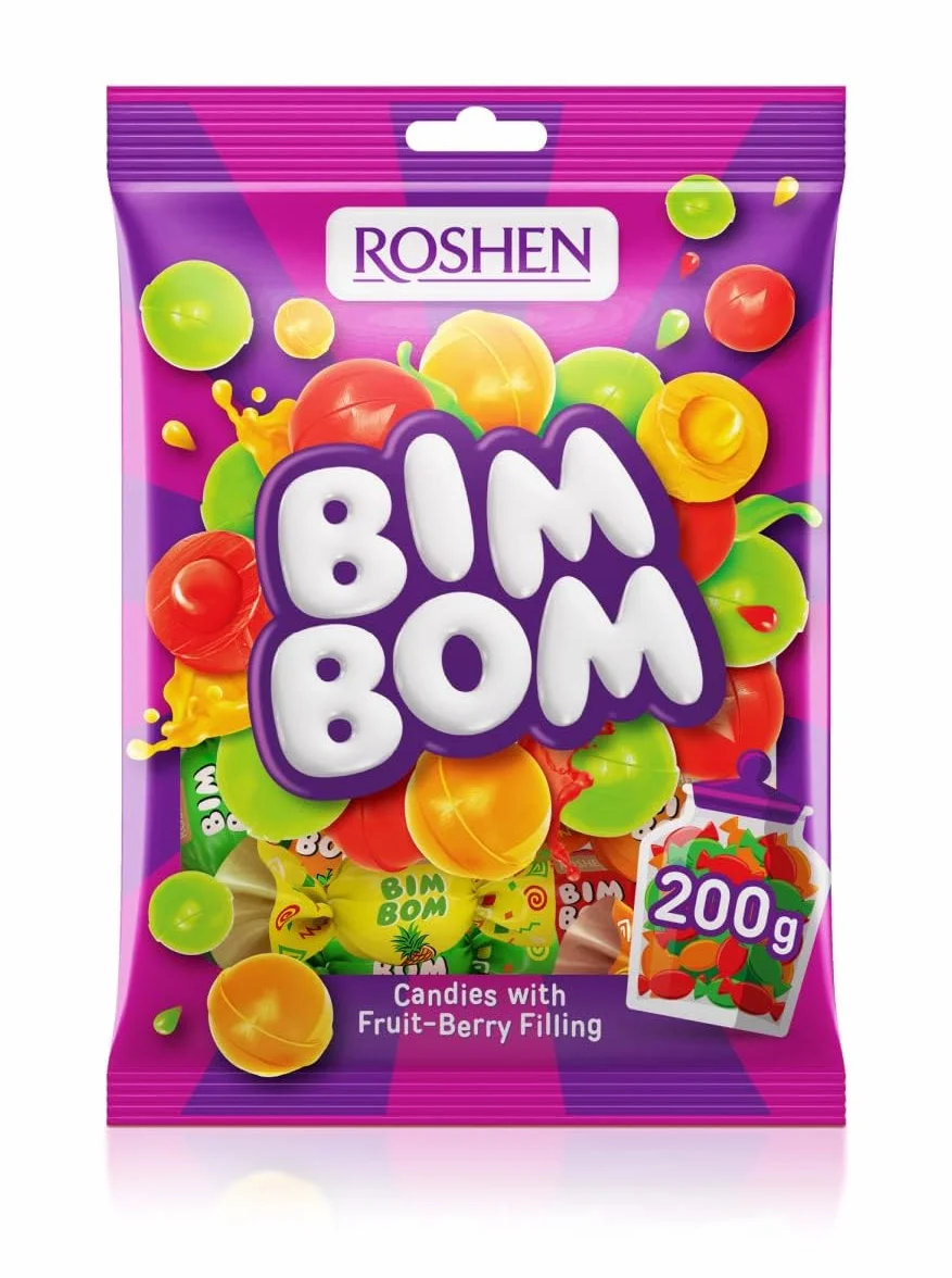 200 G BOMBONES DROPS RELLENO BIM BOM TUTTI FRUTTI ROSHEN - CAJA DE 11 UNIDADES