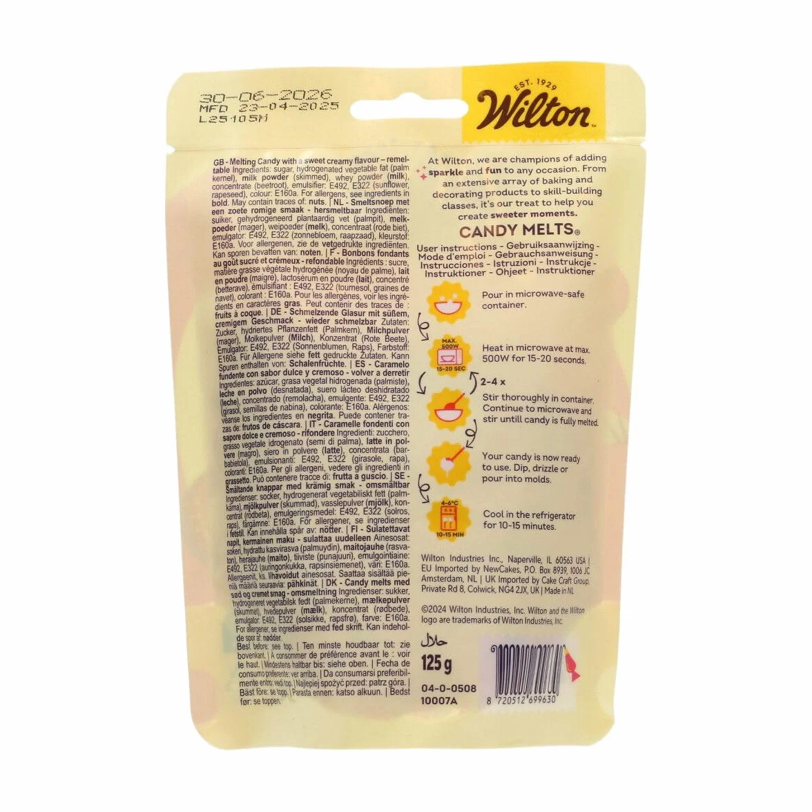 Wilton Candy Melts Rojo Caramelos para Derretir con Sabor Dulce y Cremoso para Moldear, Sumergir y Decorar, Optimas para Cake Pops, Dulces, Tartas y Postres Revestidos, 125 g