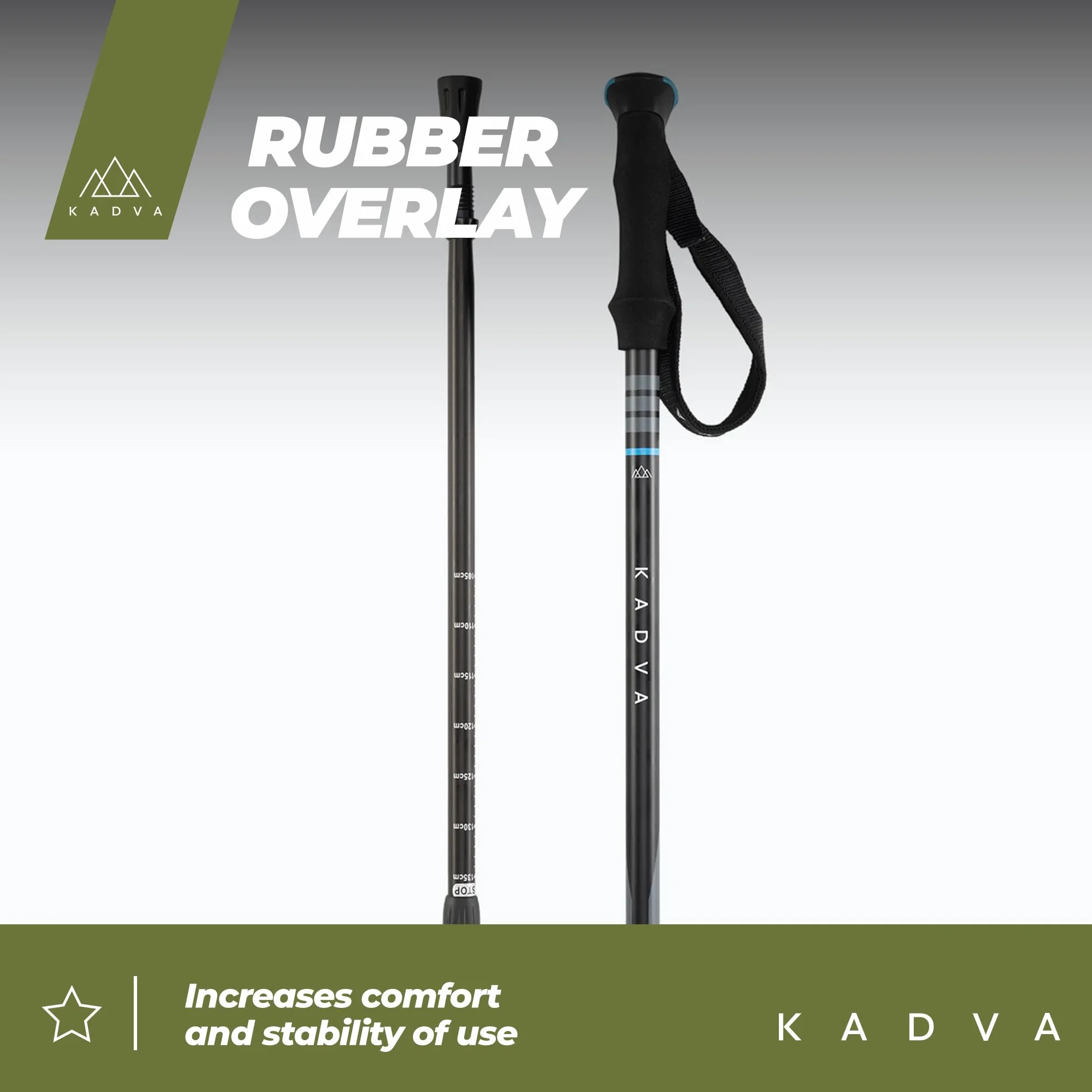 KADVA Bastones de Trekking SAJAMA Azul Ajustable 65-135 cm Mango Polipropileno TPR Espuma EVA Aluminio Resistentes