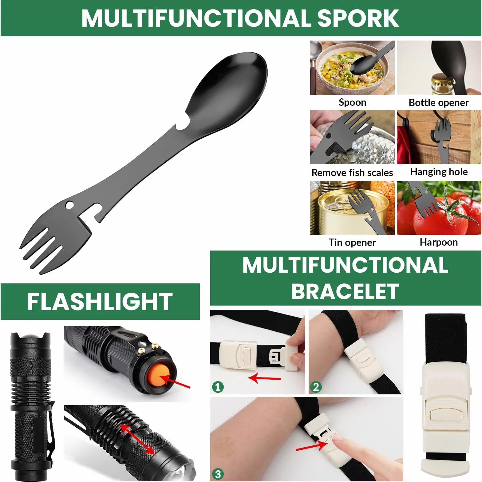 Kit de Supervivencia 25 en 1 Equipo Táctico Multifuncional para Senderismo Montañismo