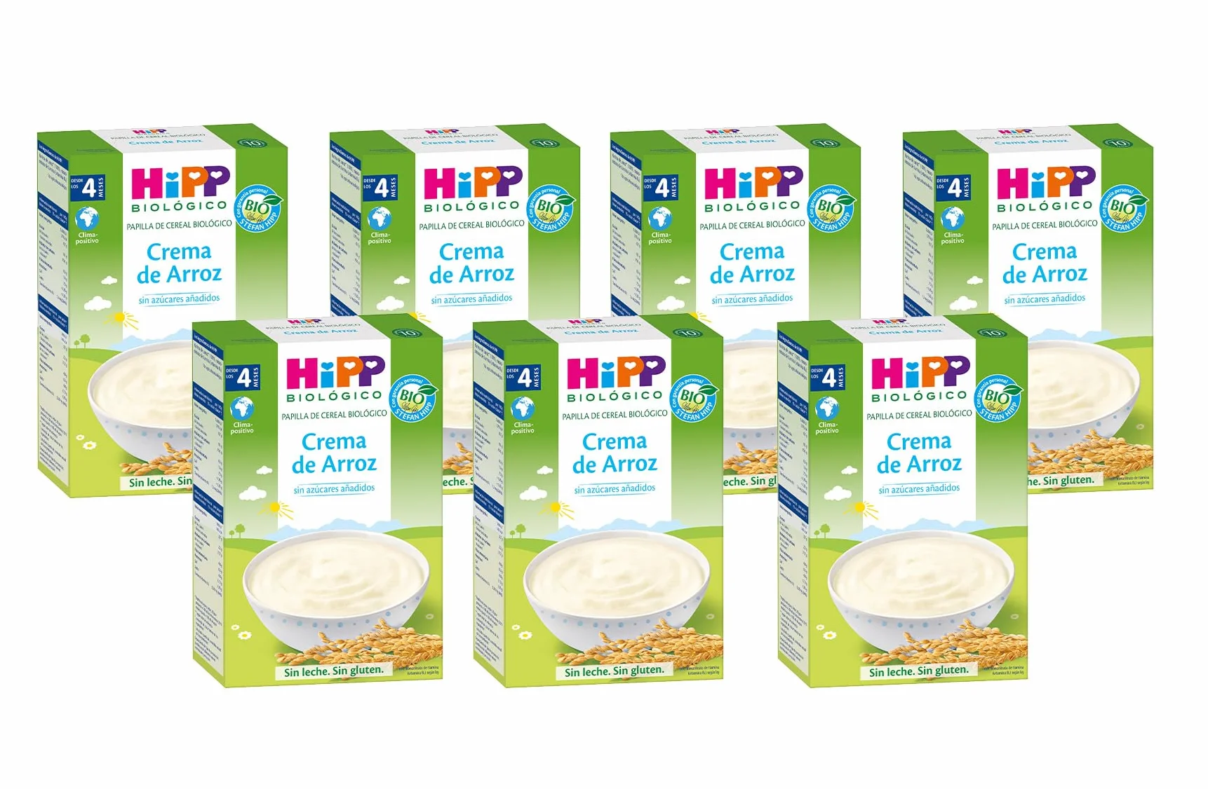 HiPP Biológico - Crema de Arroz sin Gluten BIO - Fácil Digestión - Sin Azúcares Añadidos - Sin Lácteos - Con Vitaminas y Minerales Esenciales - Apto Para Bebés A Partir de 4 Meses - Pack 7X200g