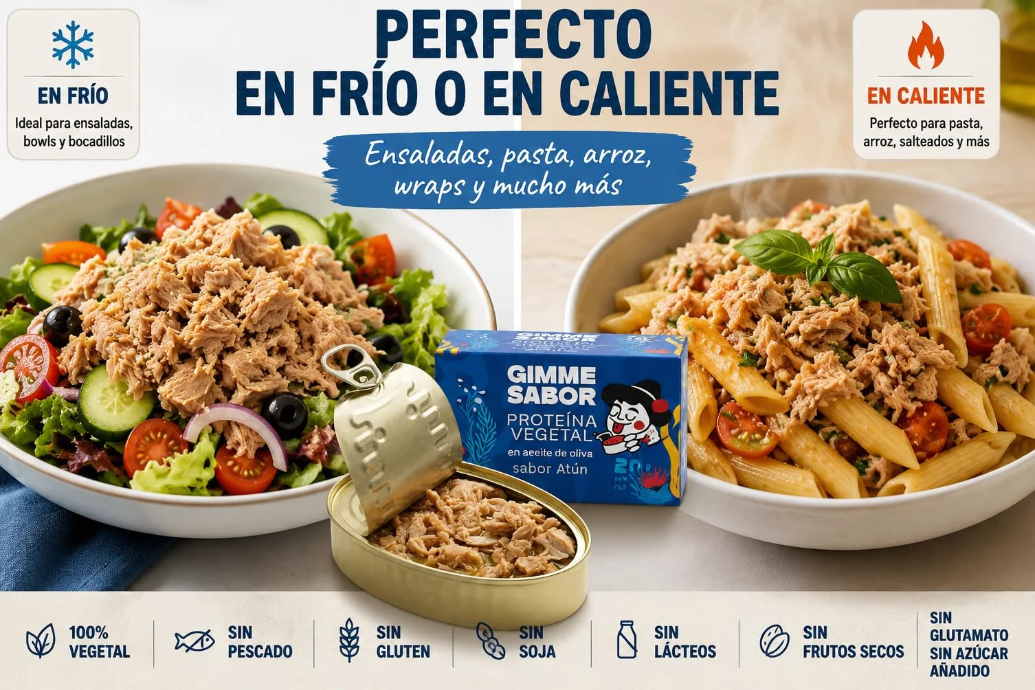 Gimme Sabor Atún Vegano en Aceite de Oliva Pack 3 | Alternativa Vegetal al Atún | Listo para Comer