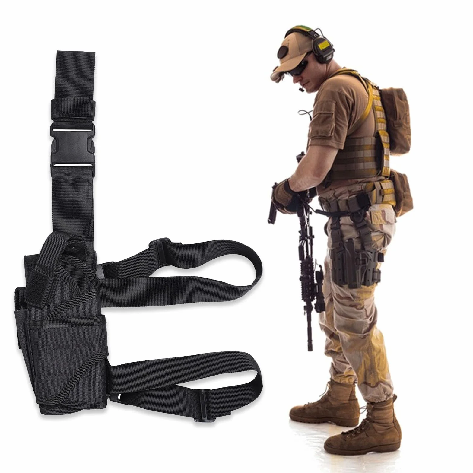 Funda Pistola Pierna Táctico Nylon para Caza Entrenamiento Aire Libre