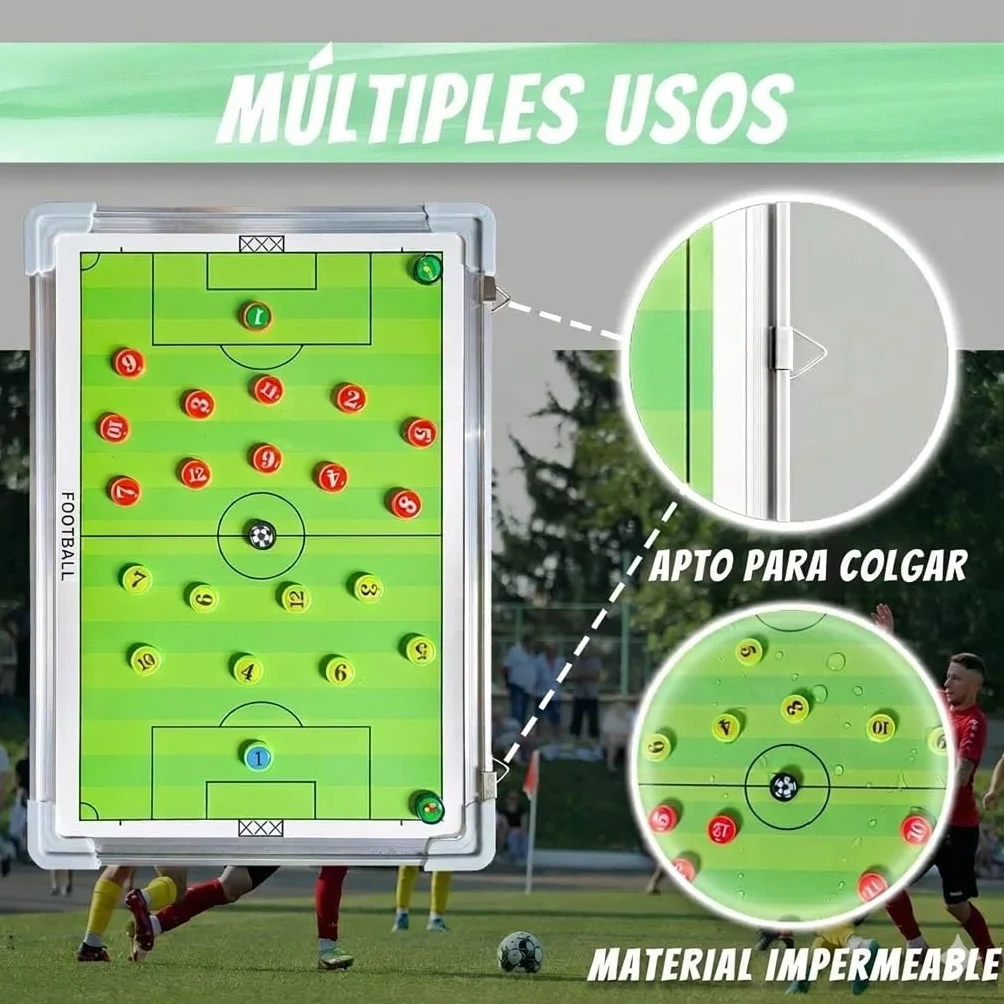 CREADY Pizarra Entrenador de Futbol 44x31cm Carpeta Táctica Magnética con Fichas