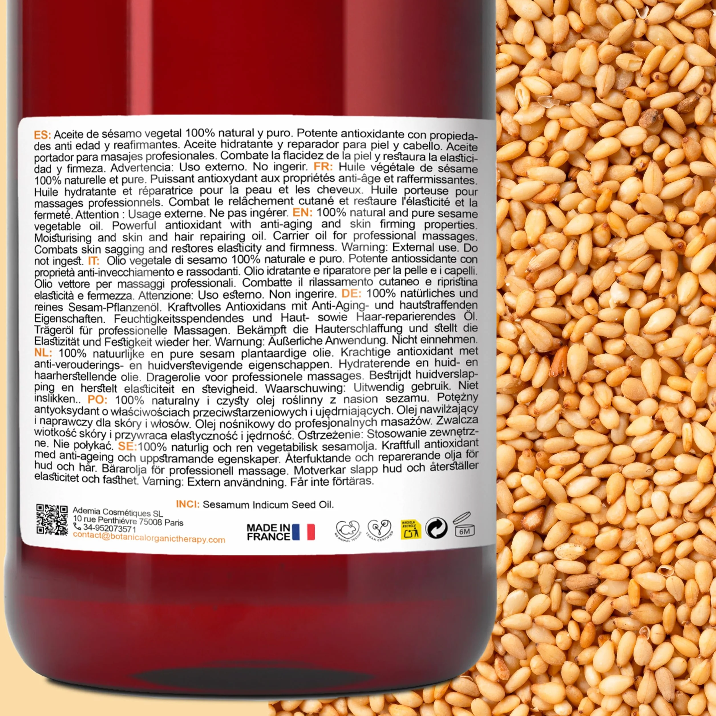 Aceite de Sésamo BIO 100% Puro 5000 ml 5 L Presion en Frio