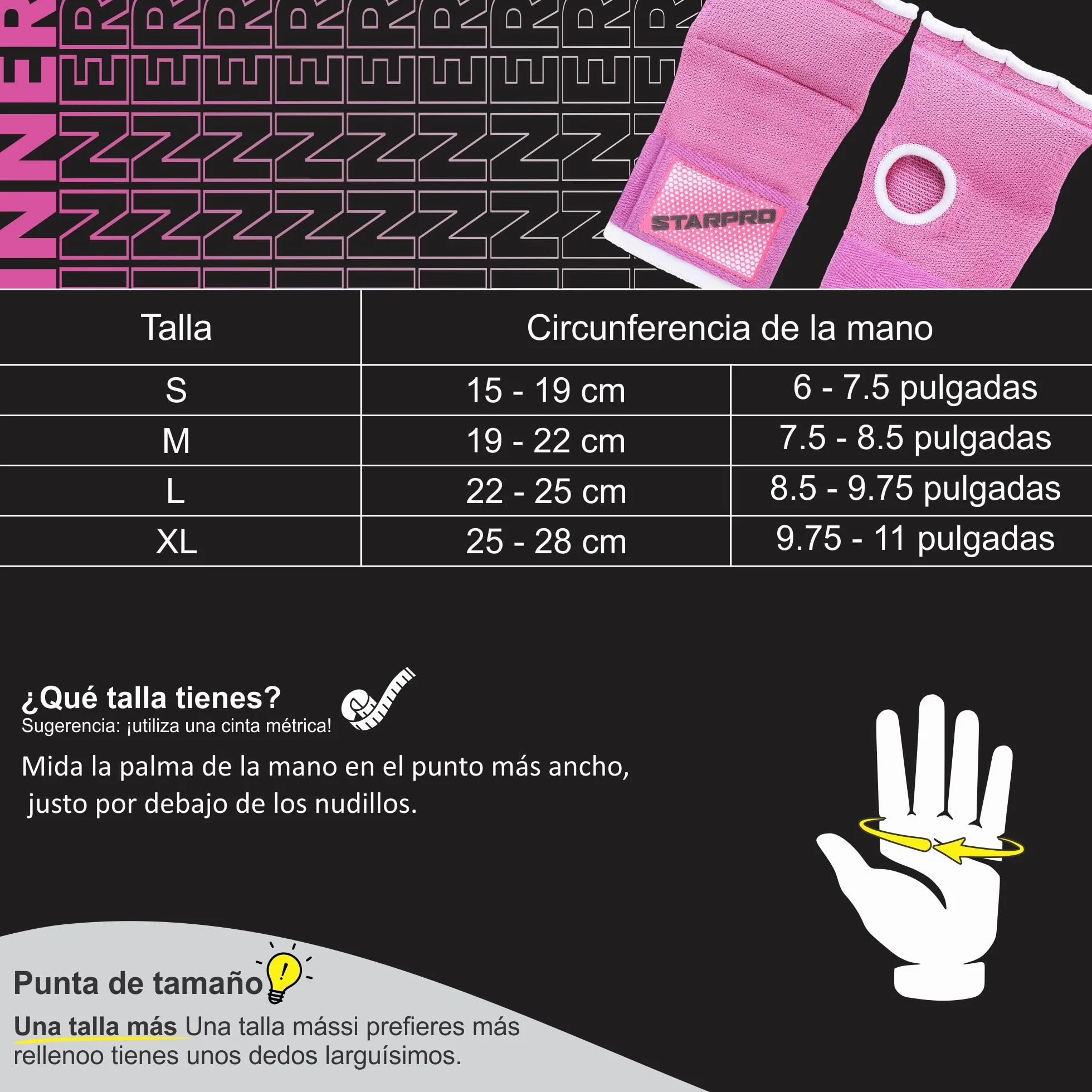 Starpro Guantes Boxeo Envolturas Elástico Acolchado Cinta Vendas MMA Muay Thai Entrenamiento Gimnasio