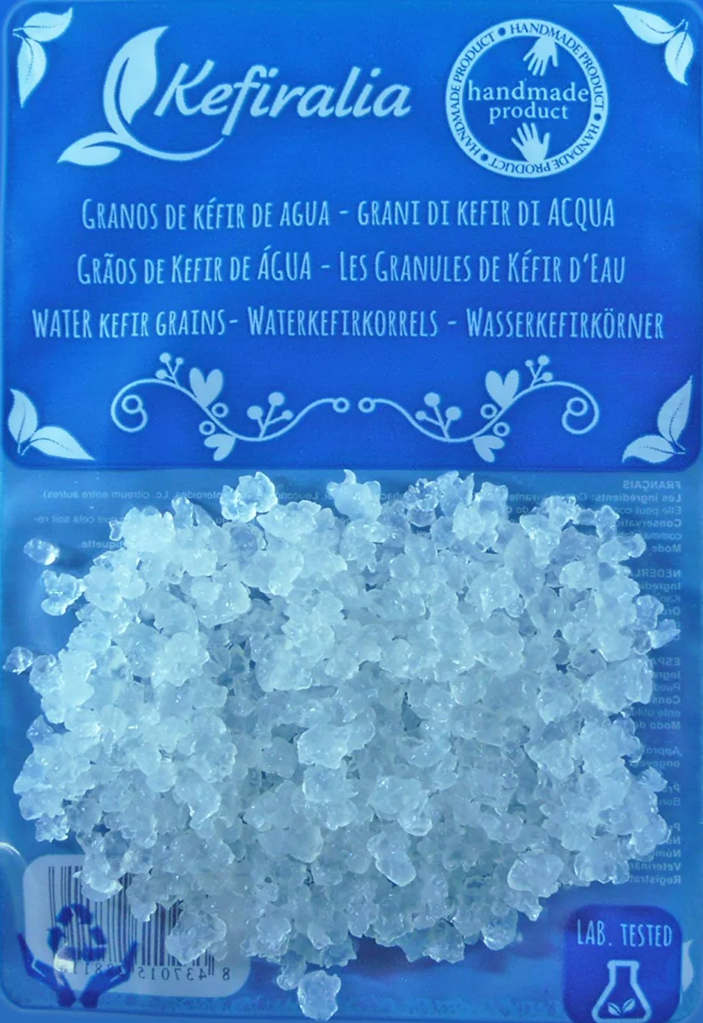 KEFIRALIA® Pack 40g Hongo Kéfir Leche 100g Hongo Kéfir Agua Disco SCOBY Kombucha Instrucciones Recetas
