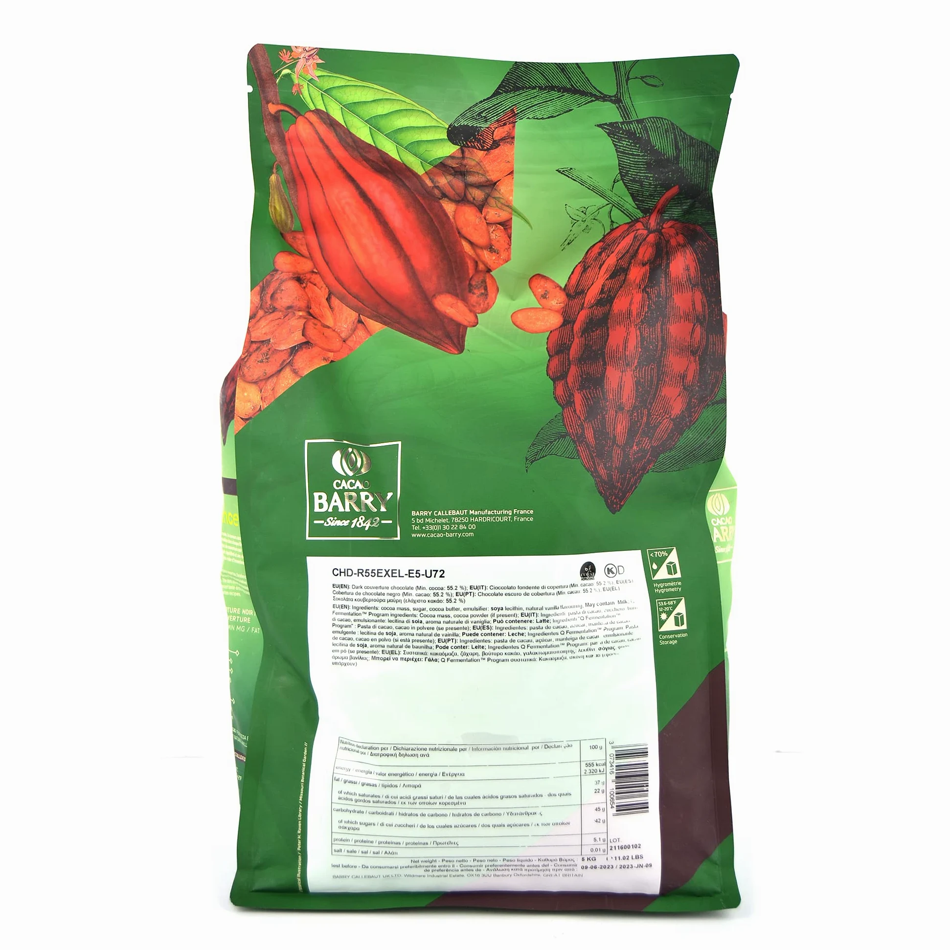 Excellence Cacao Barry Pure Noir Pastillas de Kakao Cocoa, 5 kg