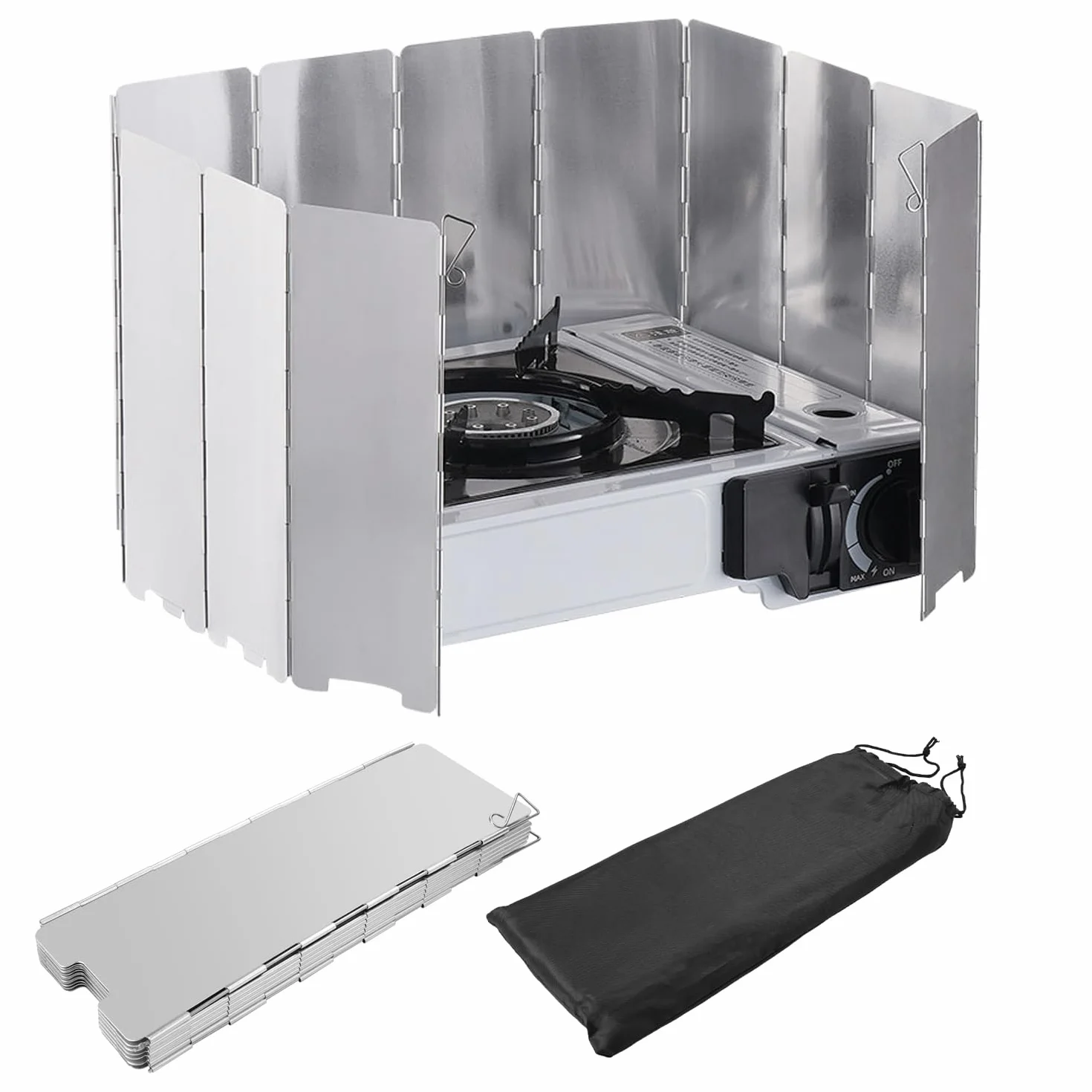 Parabrisas Plegable de Aluminio para Camping, Protectora Paravientos Portátil