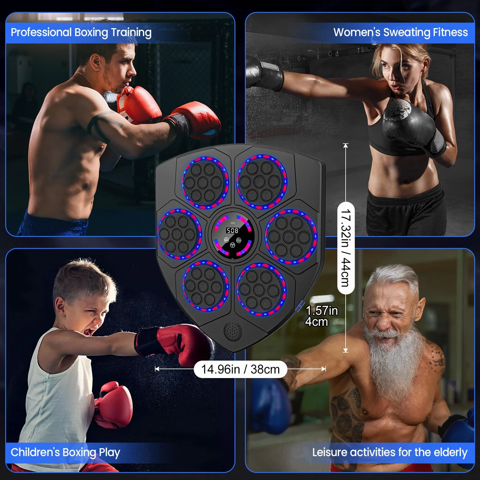 Máquina de Boxeo Musical Inteligente con Bluetooth, 9 Velocidades, Guantes Incluidos, para Adultos y Niños