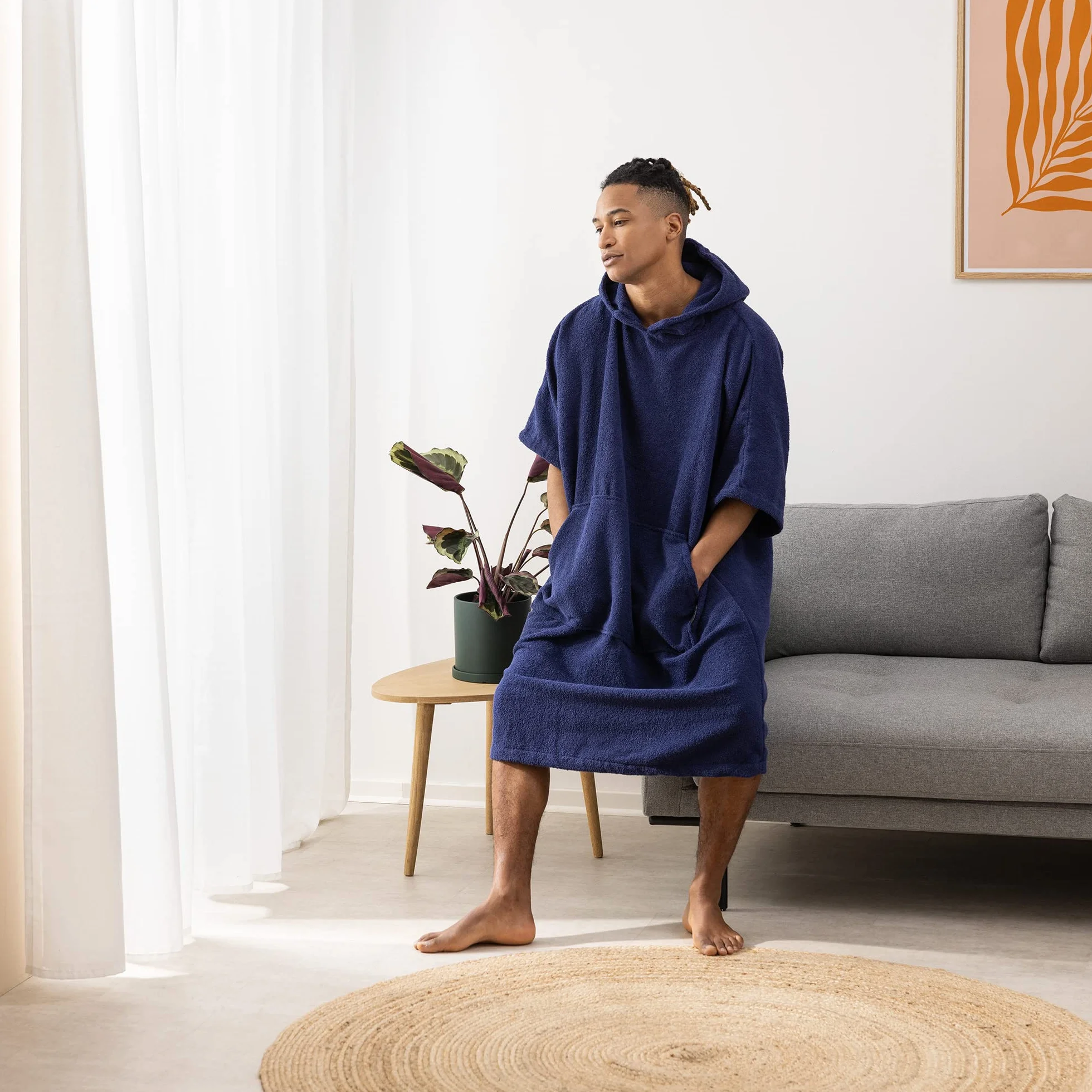 HOMELEVEL Poncho con capucha de algodón unisex con bolsillo talla S a XL