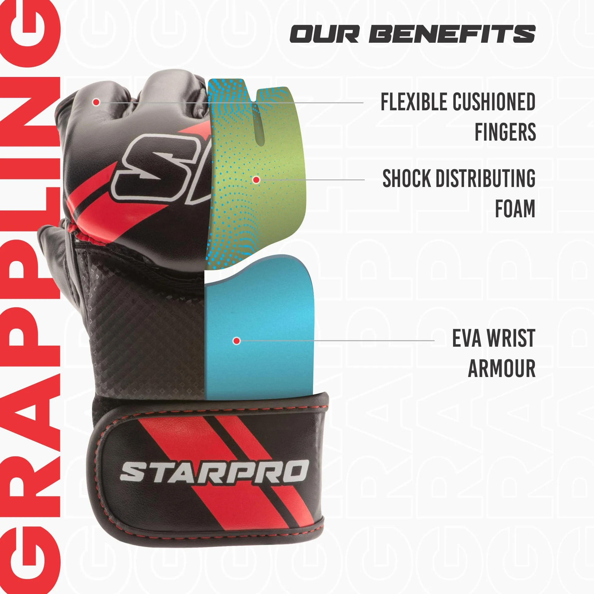 Starpro Star Guantes MMA Cuero PU Blanco y Negro Sparring Entrenamiento Combate Muay Thai Kickboxing