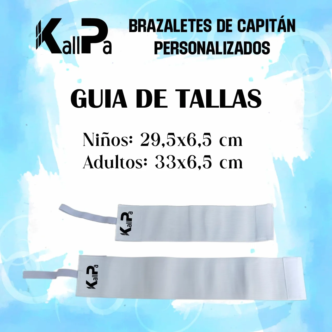 KALLPA Brazalete de capitán personalizado con logotipo, número y nombre elástico ajustable