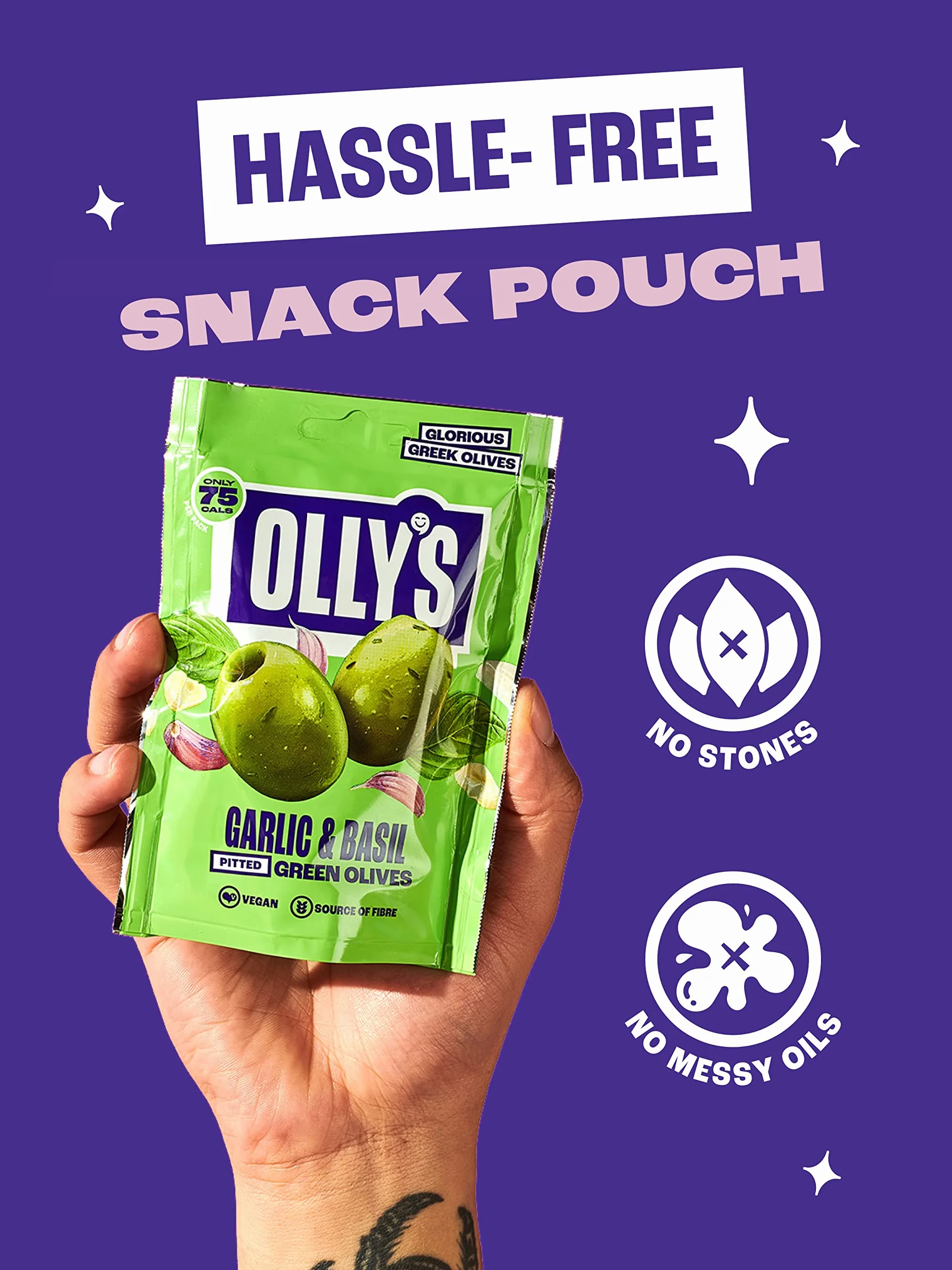 Olly's Olives | Mixed Selection of Flavoured Olive Packs | 12 x 50g Pouches