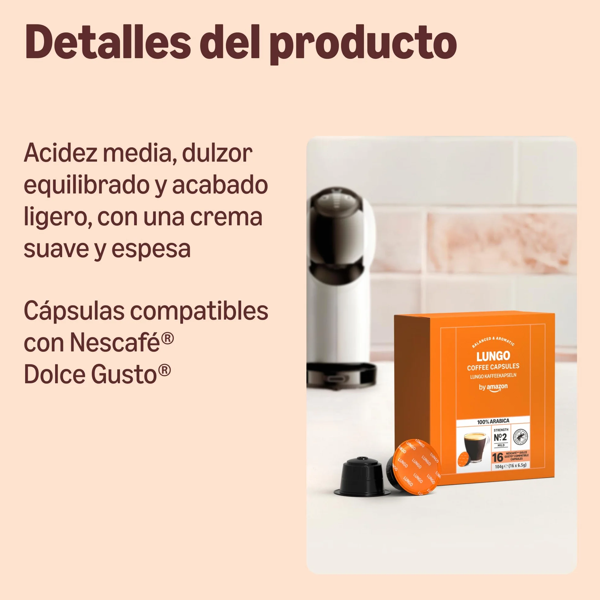 by Amazon Cápsulas De Café Lungo, en cápsulas compatibles con dolce gusto, 48 cápsulas (3 paquetes de 16)