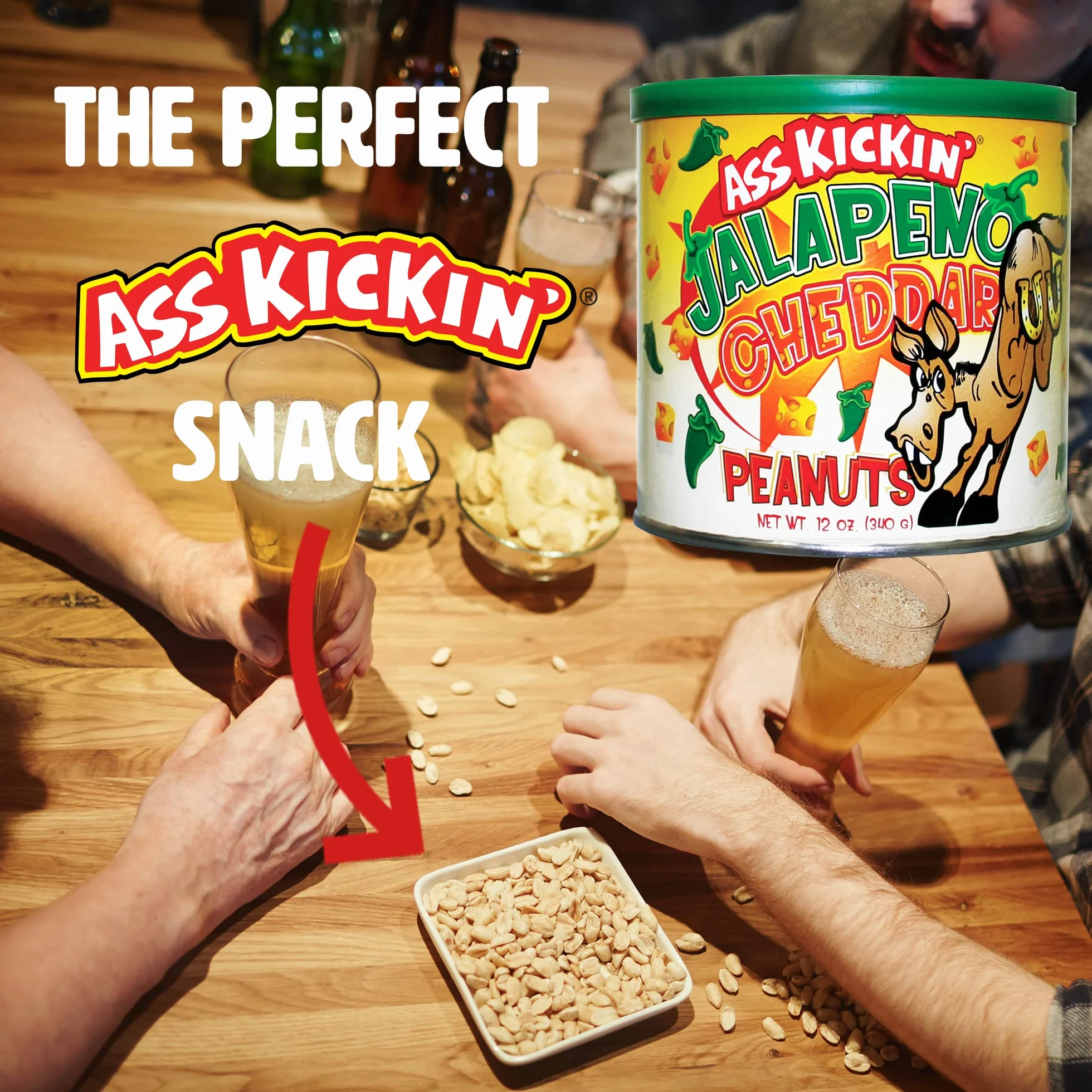 Ass Kickin' Jalapeno Cheddar Peanuts - 12 oz
