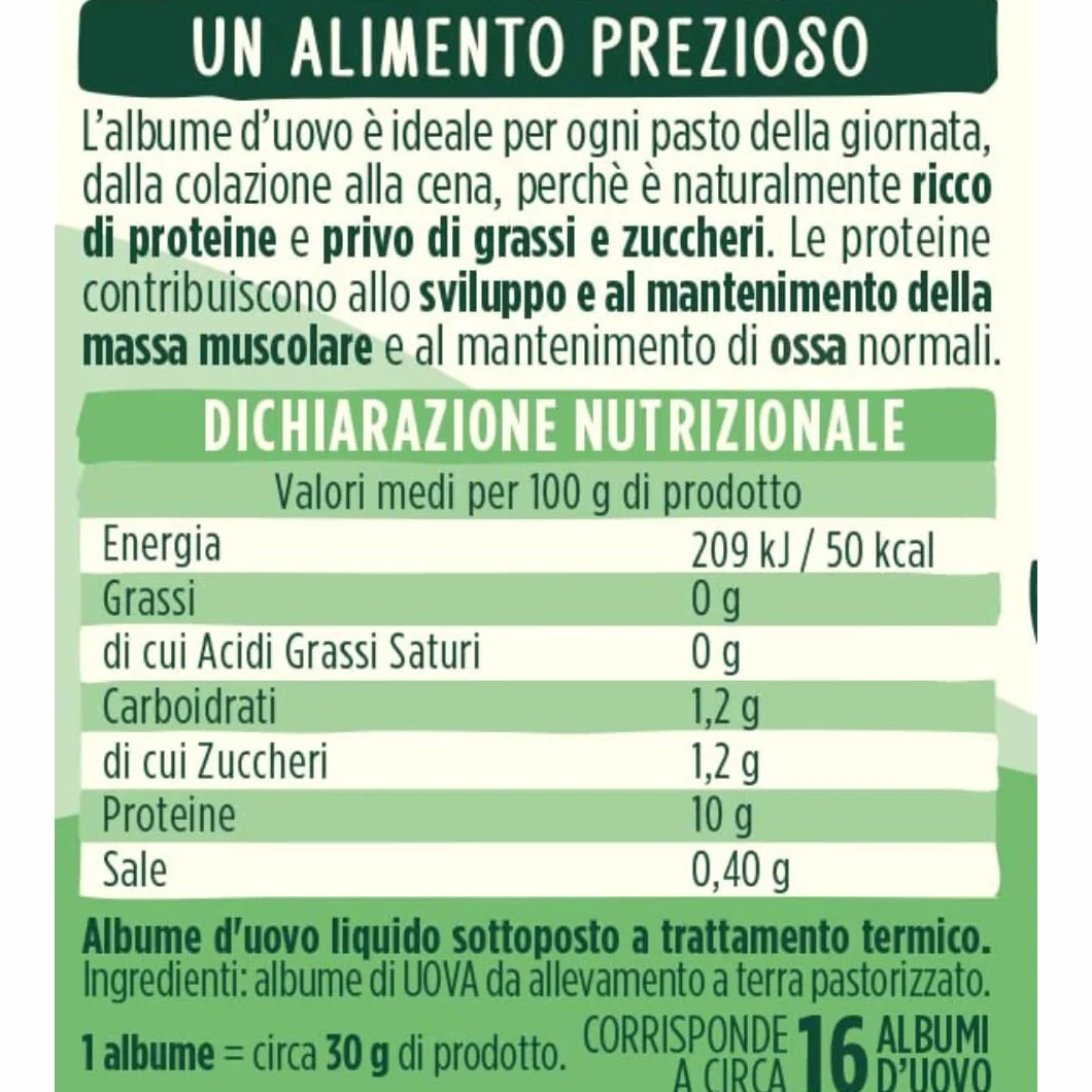 Le Naturelle Clara de Huevo 500 g (485 ml) 51 g Proteína