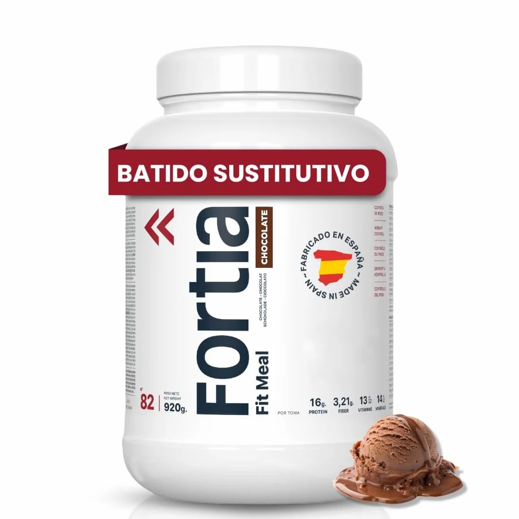 FORTIA Batidos Sustitutivos De Comida Alto En Proteínas Solo 140 Kcal | Batido Sustitutivo Adelgazar Alto En Vitaminas | Batido Saciante | Batido Sin Gluten 920 g Chocolate (920 g, chocolate)