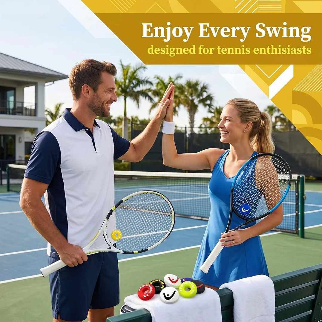 Amortiguador Raqueta Tenis Silicona Antivibrador 8 Piezas Accesorios Tenis Bádminton Squash