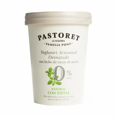 (PACK 4ud) Yogur artesanal desnatado con stevia y 0% materia grasa EL PASTORET 500 g
