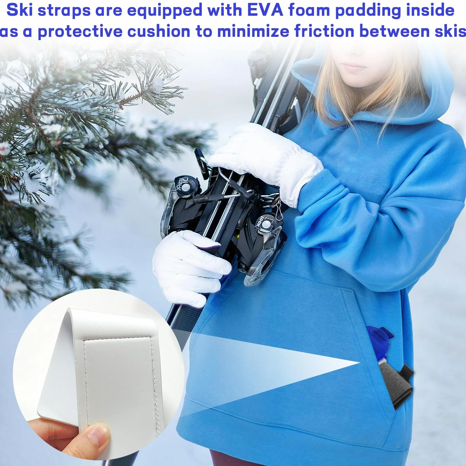 Ajustable Ski Carrier Strap, Fijaciones de Esquí, Correas Sujeción Esquí, Accesorio de Snowboard