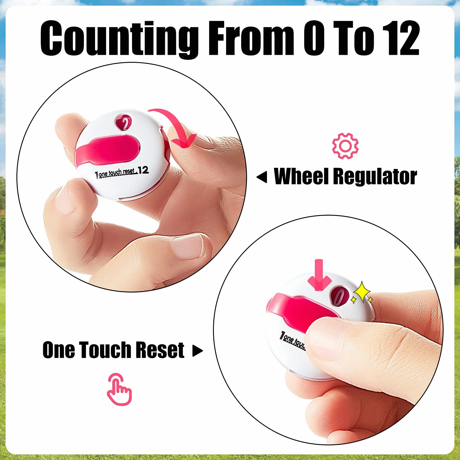 Contador de Puntuación de Golf Mini Clicker 12 Puntos Accesorios Scorekeeper 1.2 Pulg.