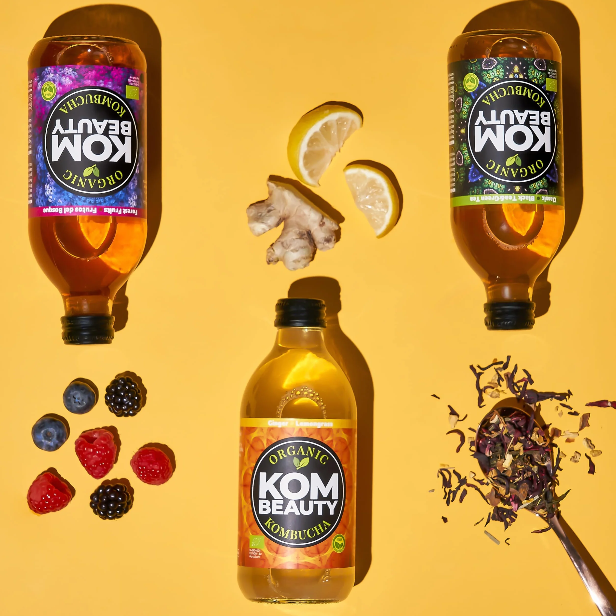 KOMBEAUTY - Bebida de kombucha, Pack de 12 Botellas de 33 cl. (Pack Mix)