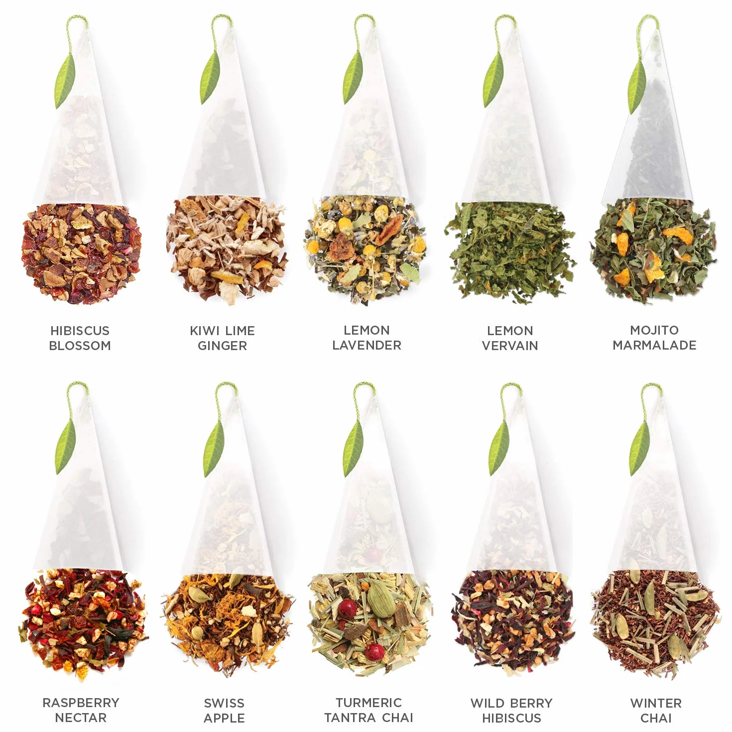 Caja de Té Herbal Surtido de Degustación 40 infusores de Té con Forma de Pirámide Hechos a Mano de Te Forte - Manzanilla, Chai, Menta y mucho más.
