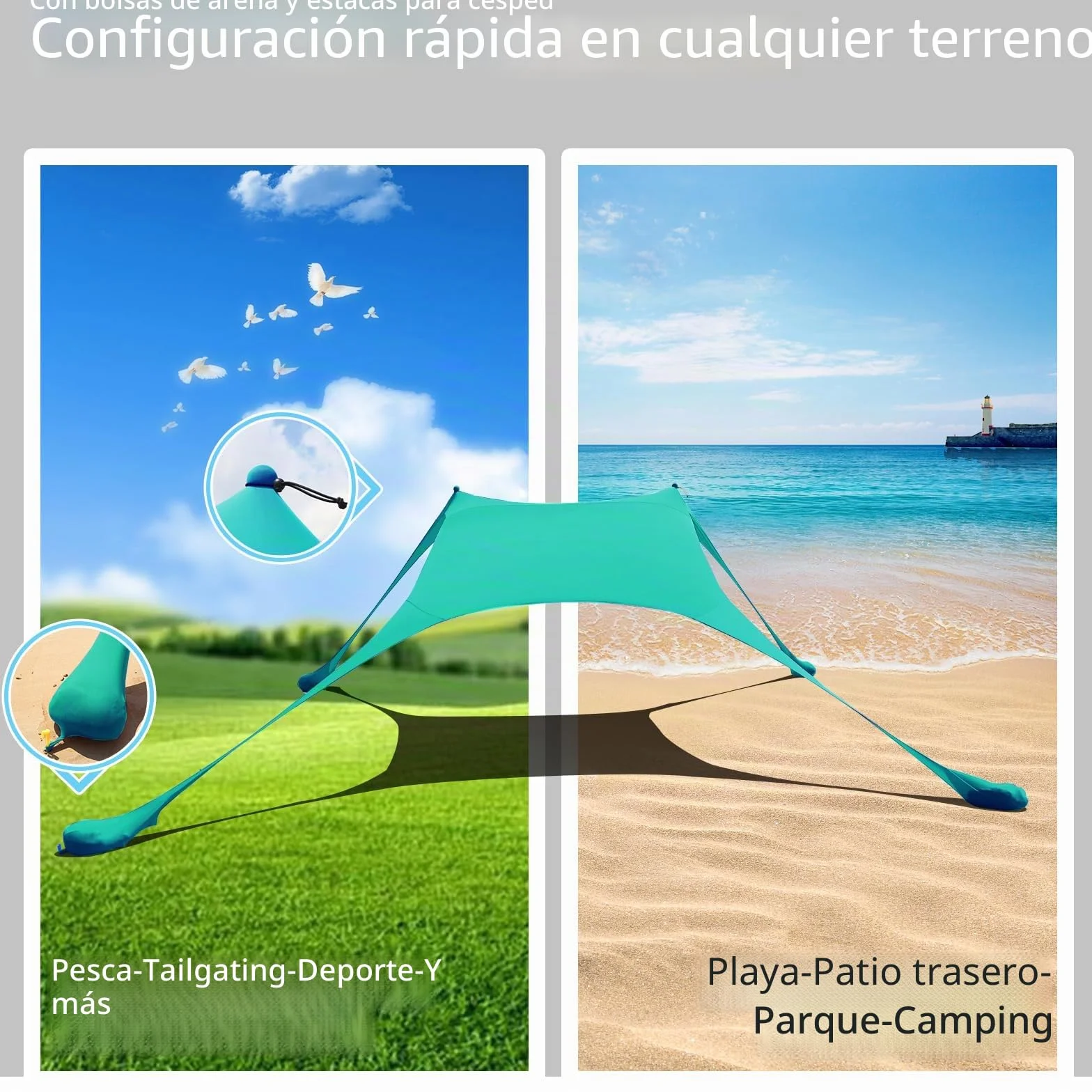 Tienda de campaña de playa 2x2.1 m protección solar licra antiviento con manta