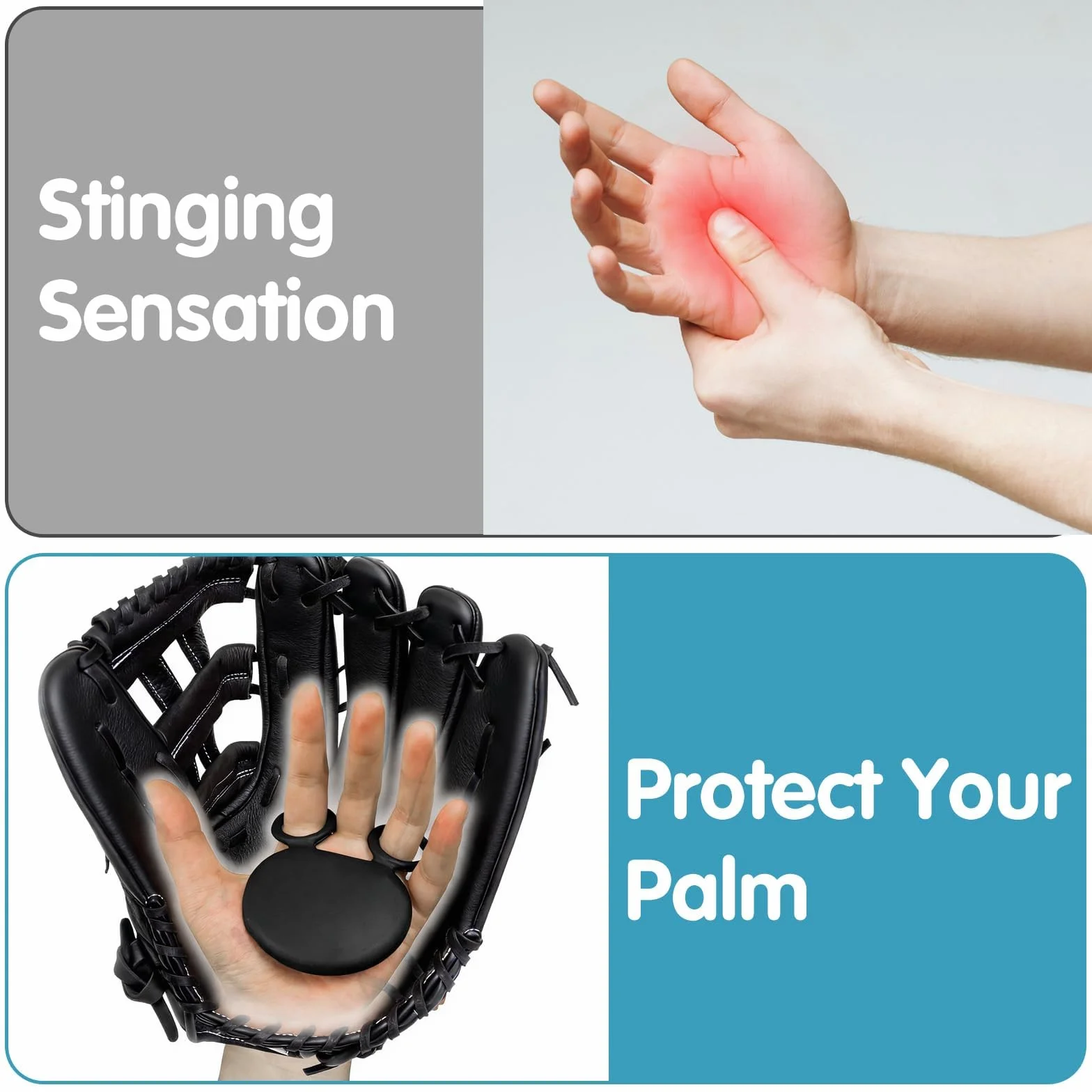 Protectores de Palma de Silicona para Absorción de Impactos, Accesorio de Entrenamiento para Béisbol y Sóftbol (2 Tamaños)