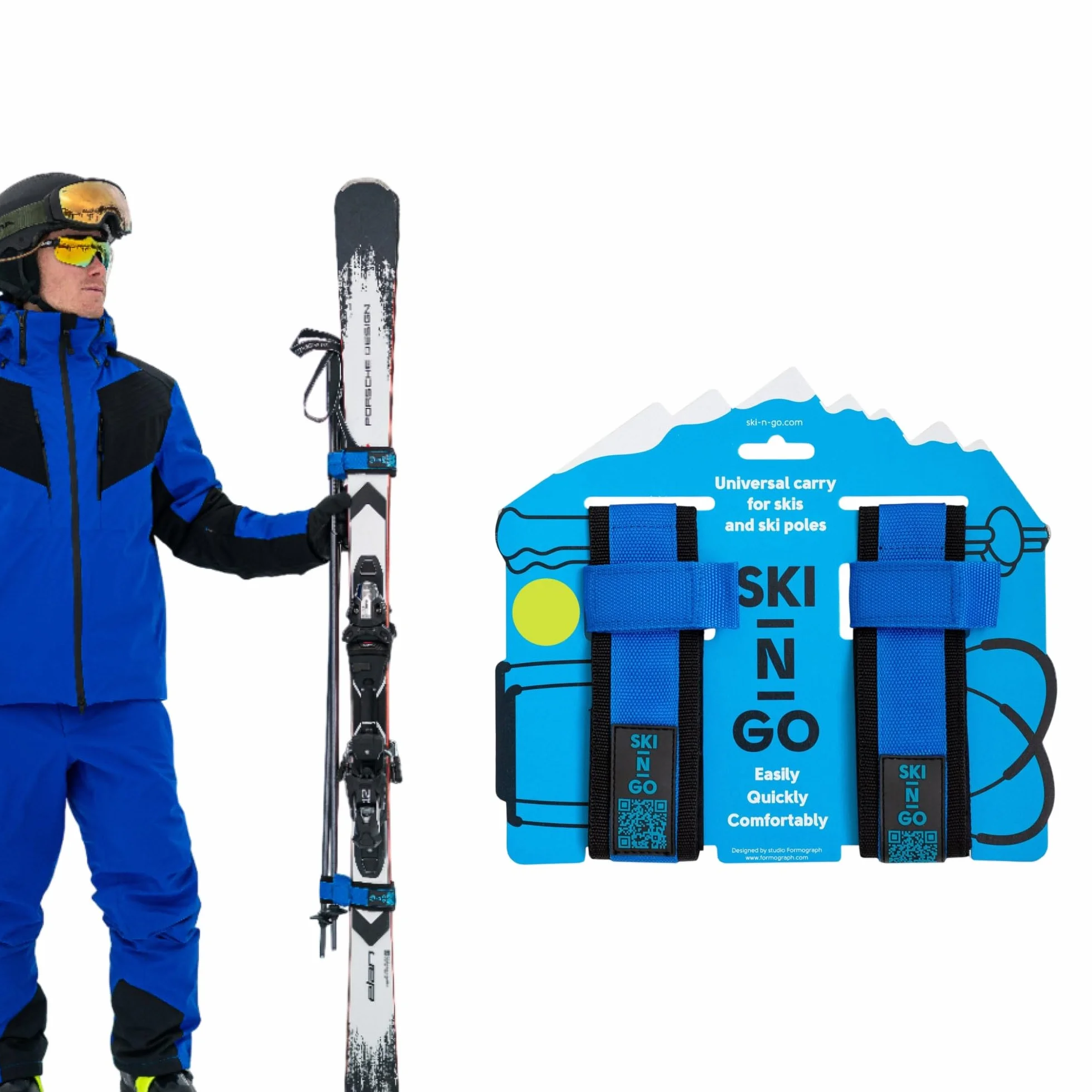 SKI-N-GO Portaesquís y bastones de esquí Azul M