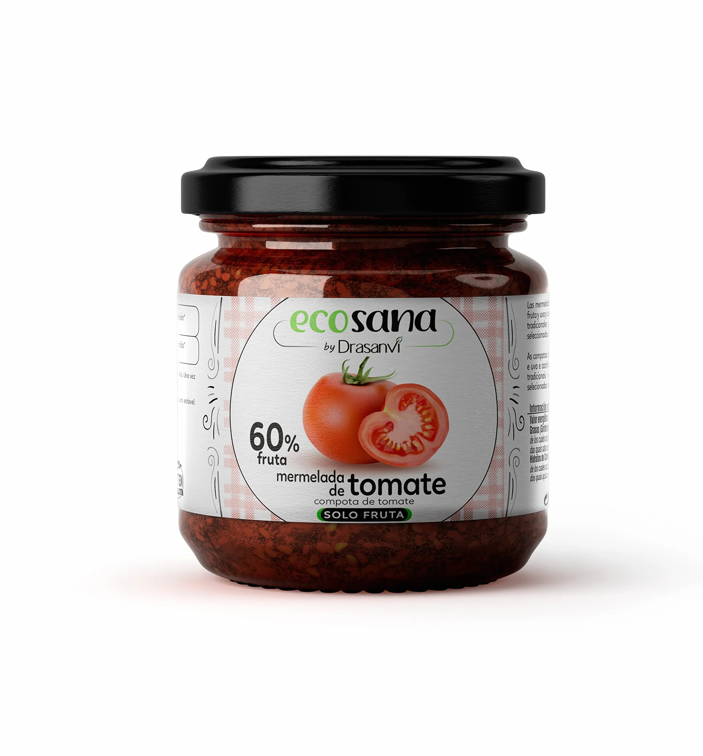 ECOSANA MERMELADA EXTRA TOMATE SIN AZÚCAR CERTIFICADO BIO by DRASANVI - VEGANO - SIN GLUTEN - 250g