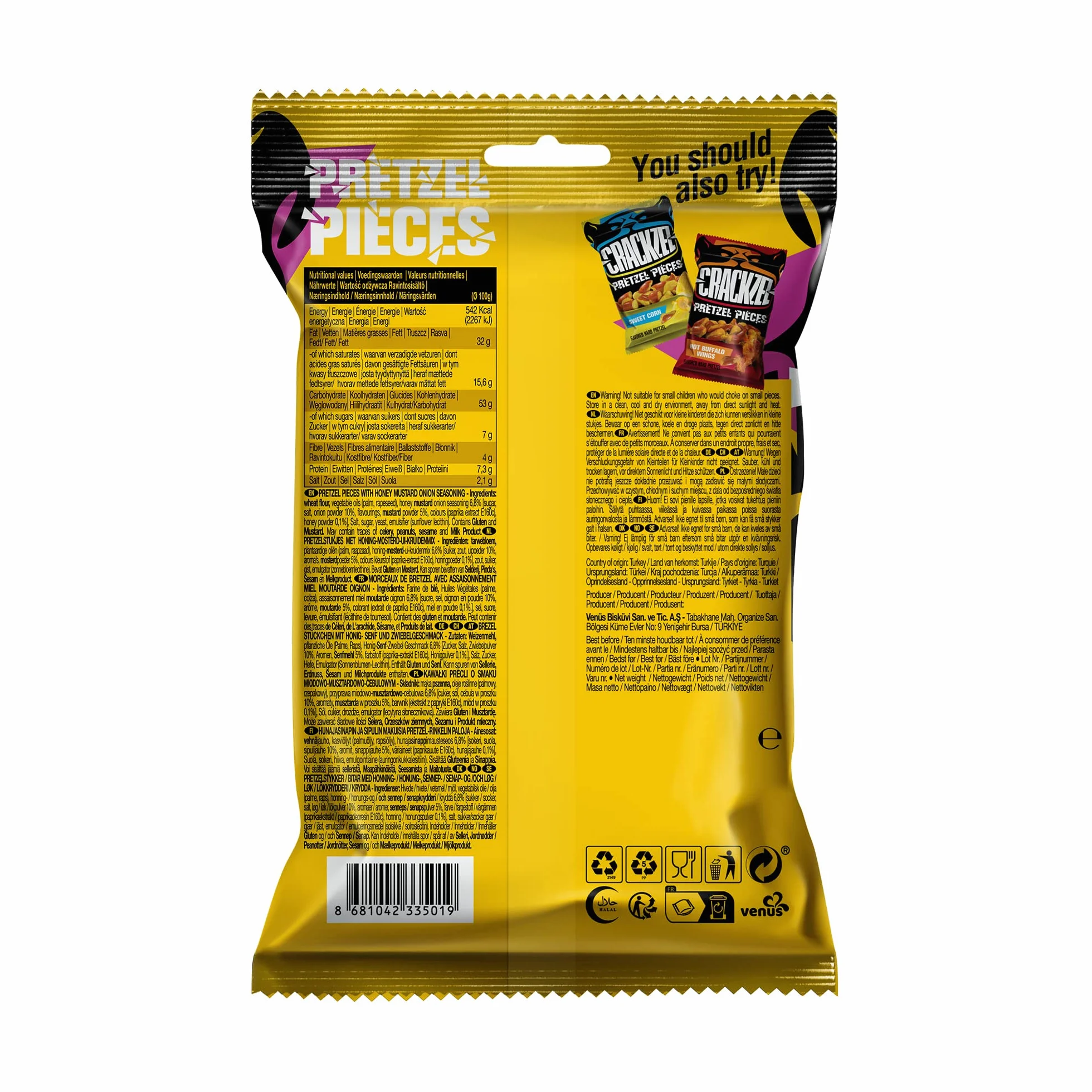 Crackzel Honey Mustard Onion Pretzel Pieces 24 x 85 gr